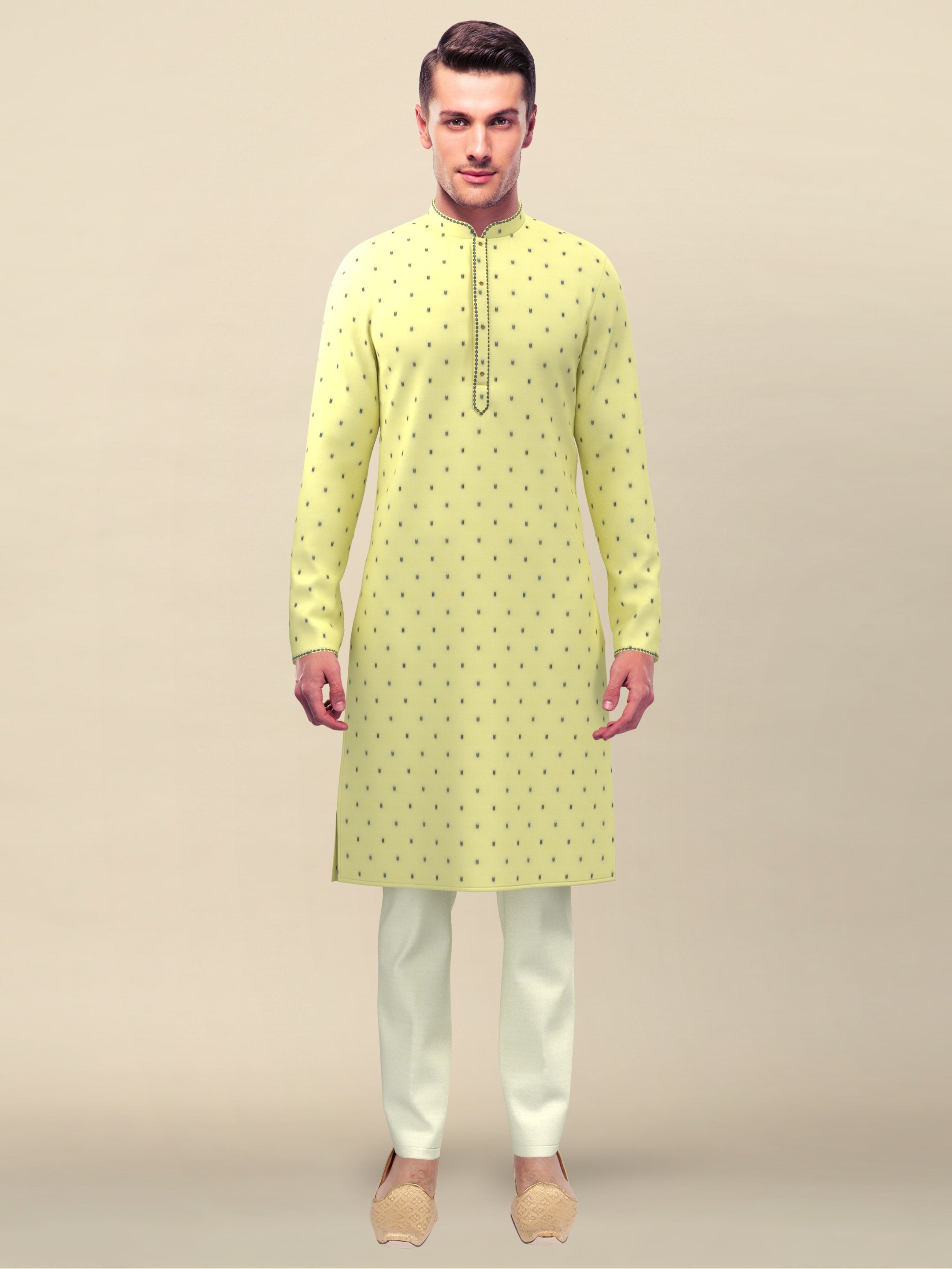 Cotton Grey Booti Kurta Set
