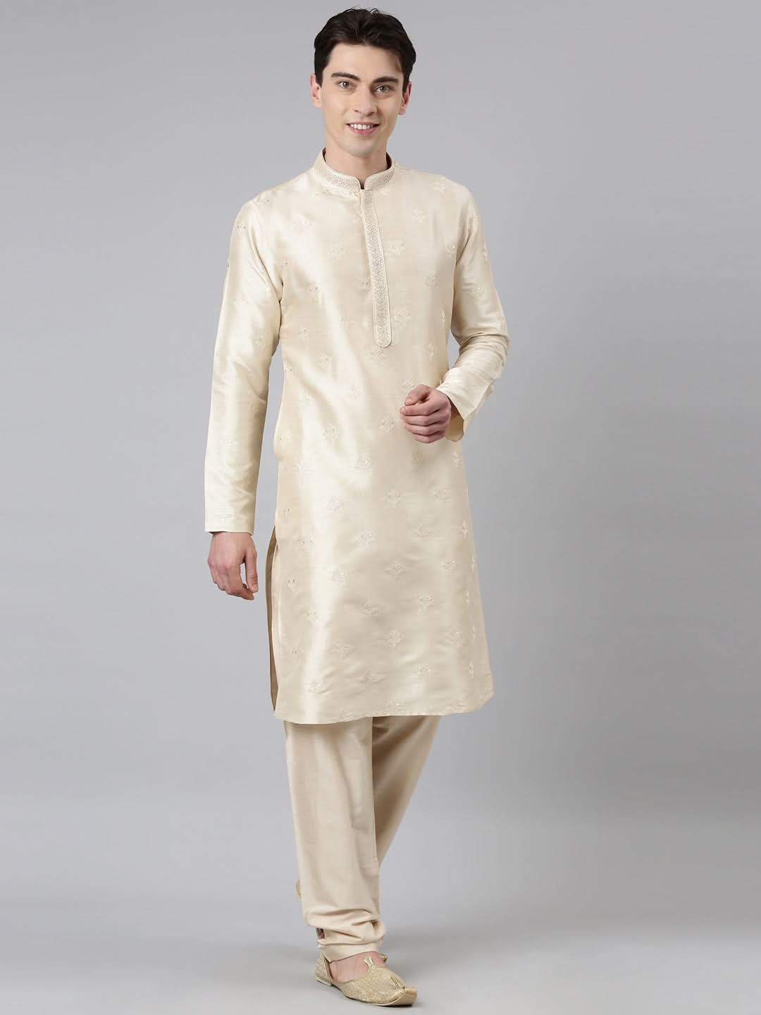 Light Gold Embroidery Kurta Set