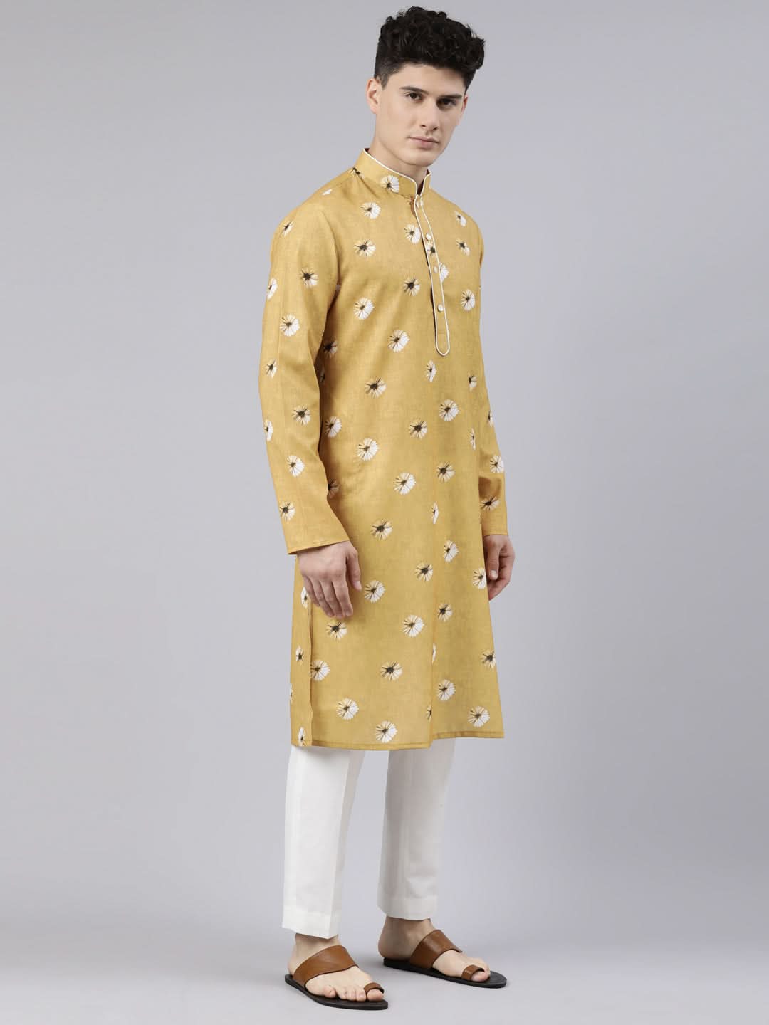 Mustard Bandhani Kurta Set