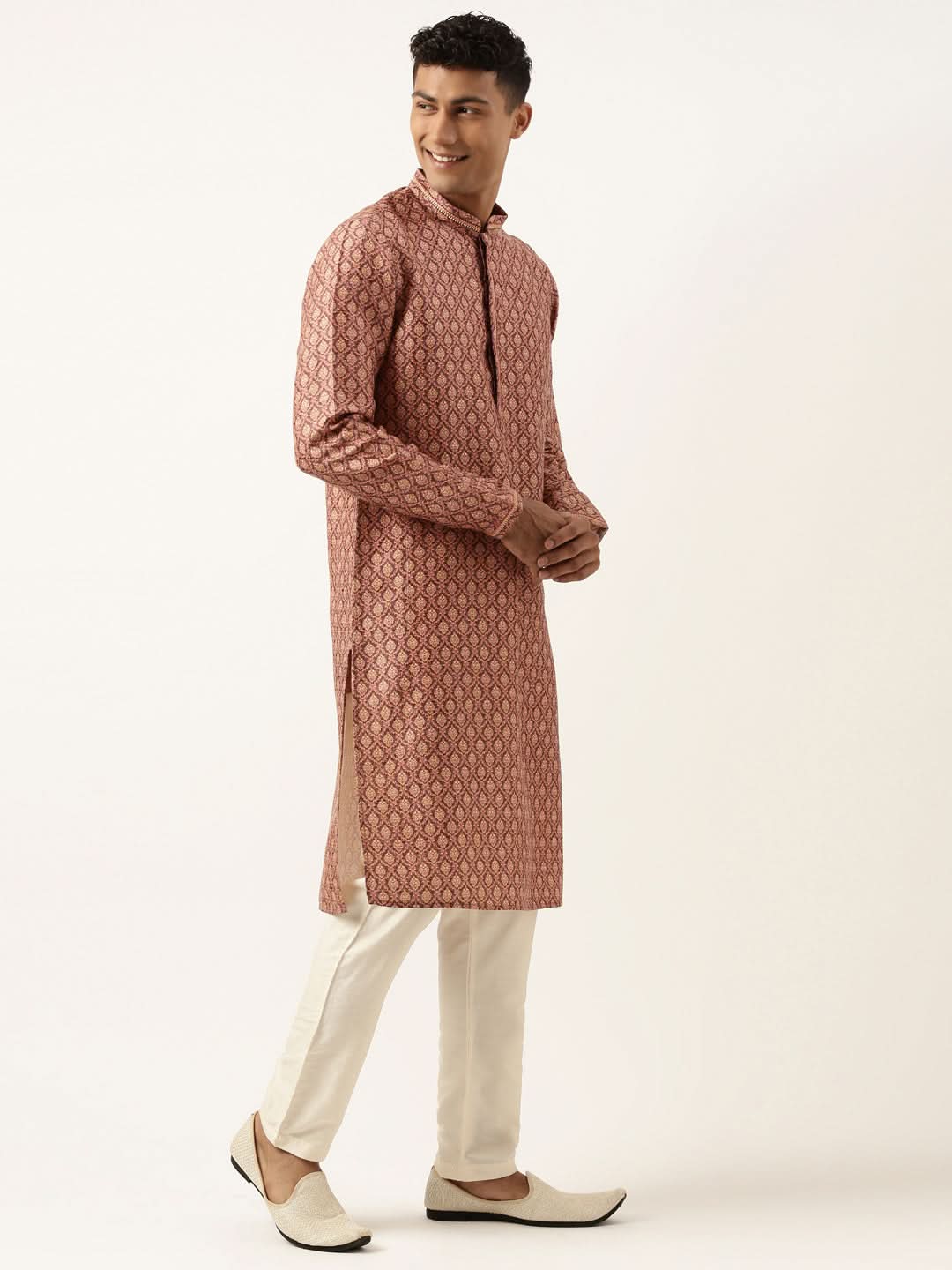 Wine Baroque Printed Kurta Set
