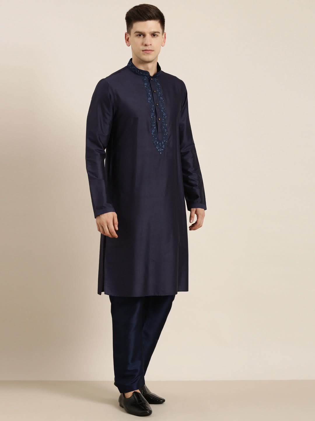 Navy Dori Embroidery Kurta Set