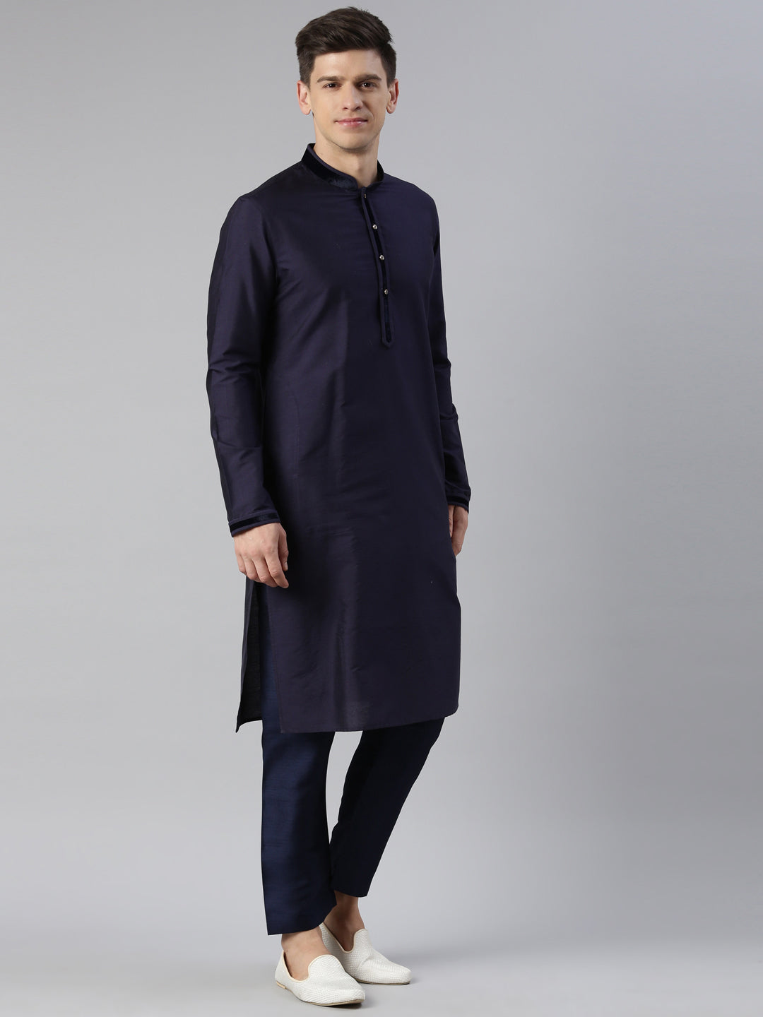 Midnight Blue Overlap Jacket Kurta Set