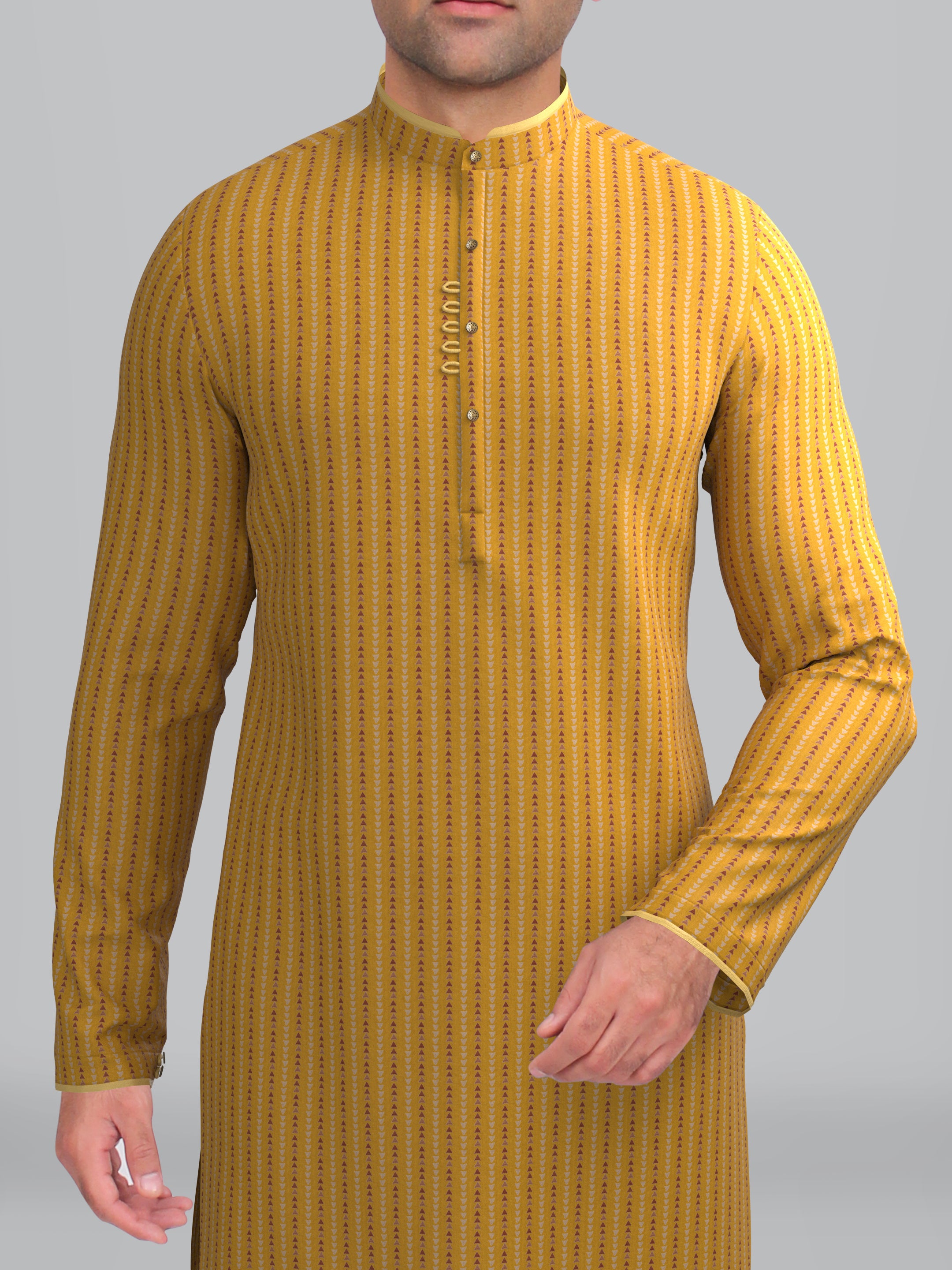 Printed Mustard short Kurta