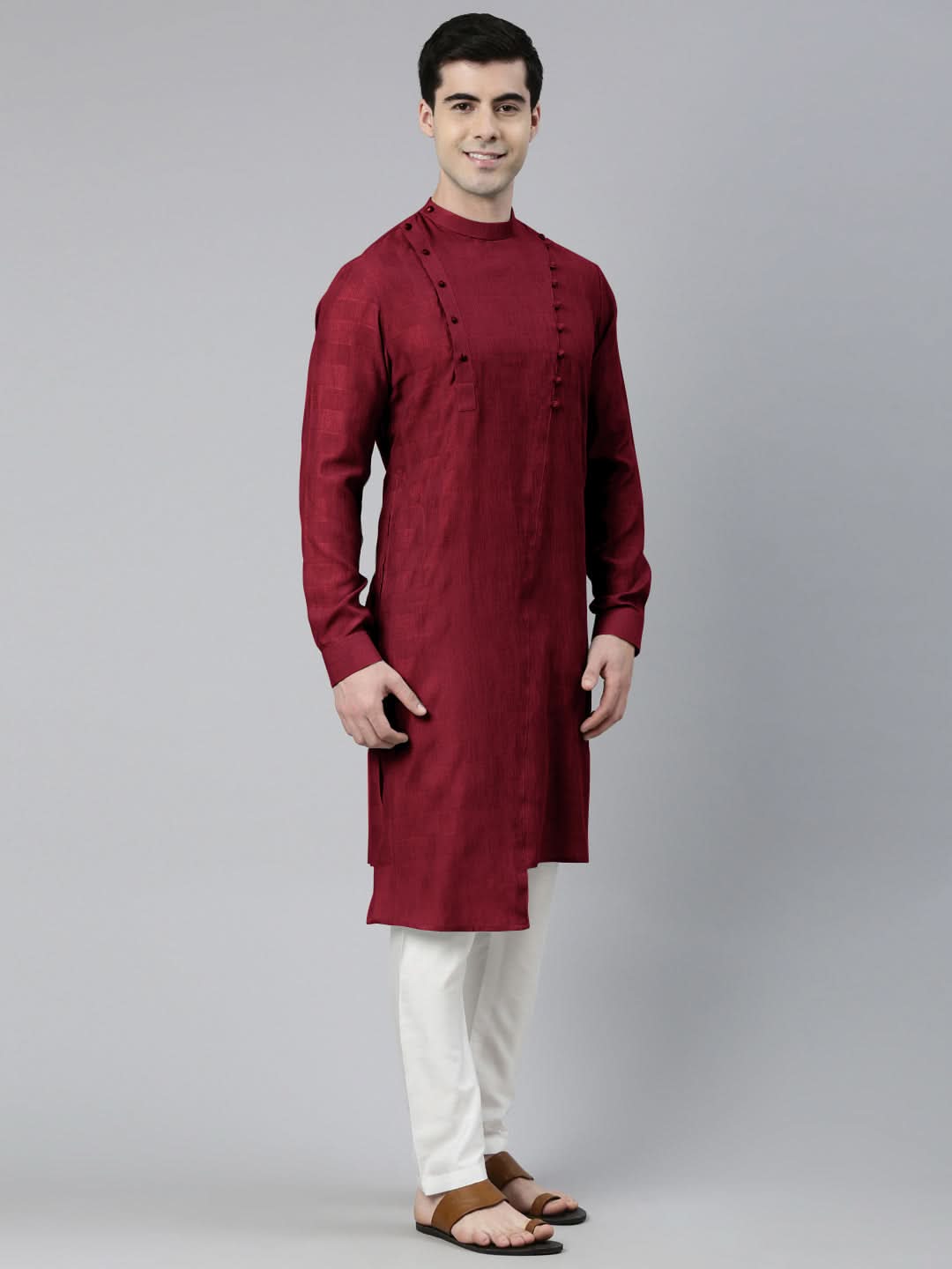 Maroon Asymmetrical Kurta Set