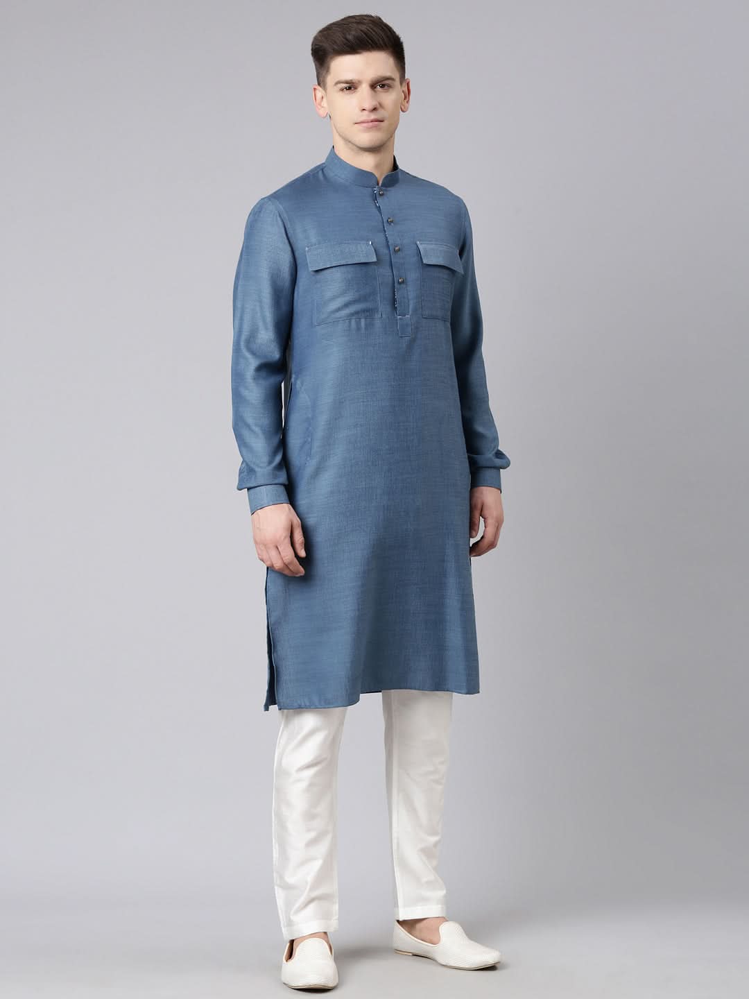 Denim Blue Pathani Kurta Set
