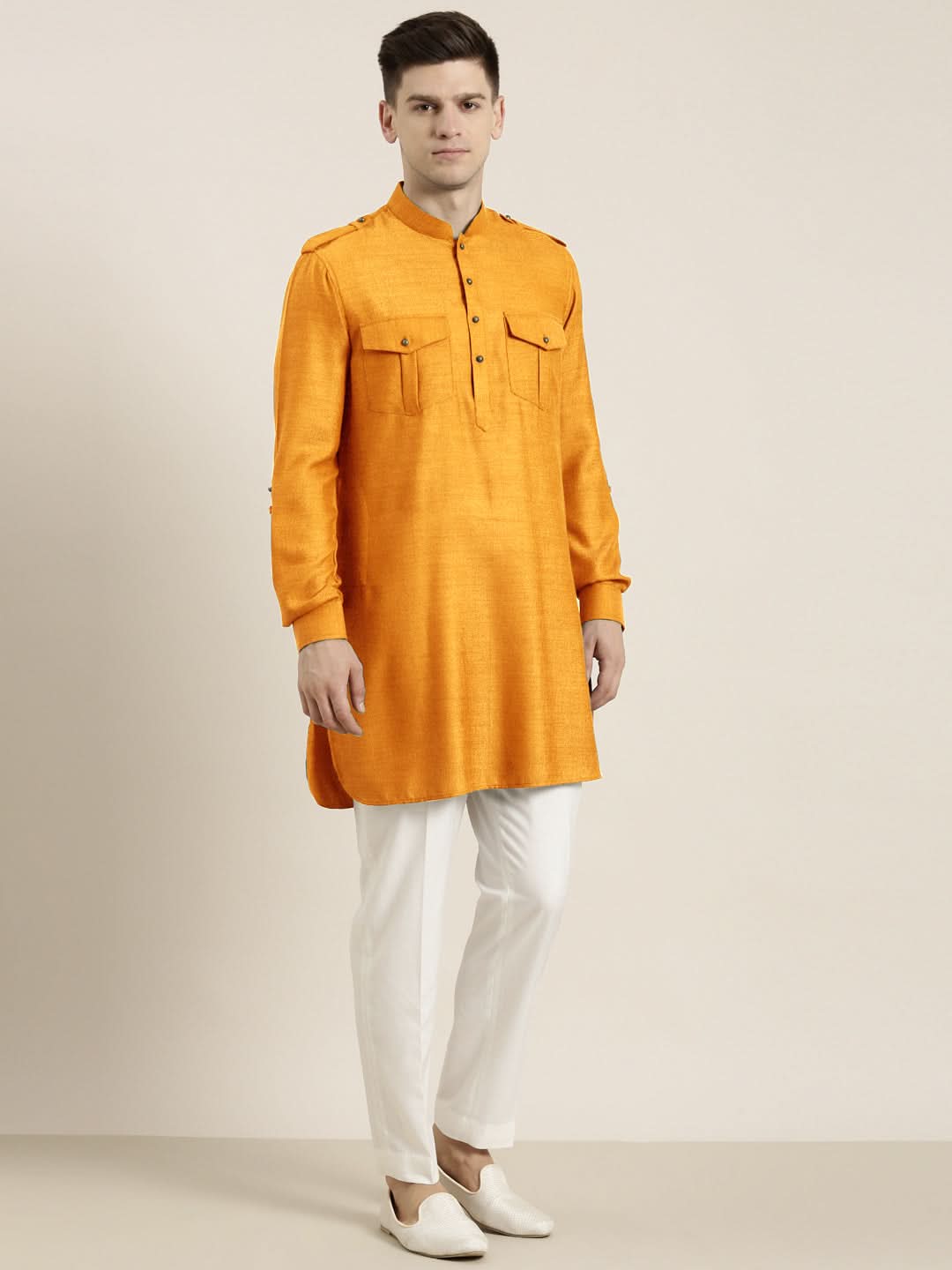 Mustard cotton Short Pathani