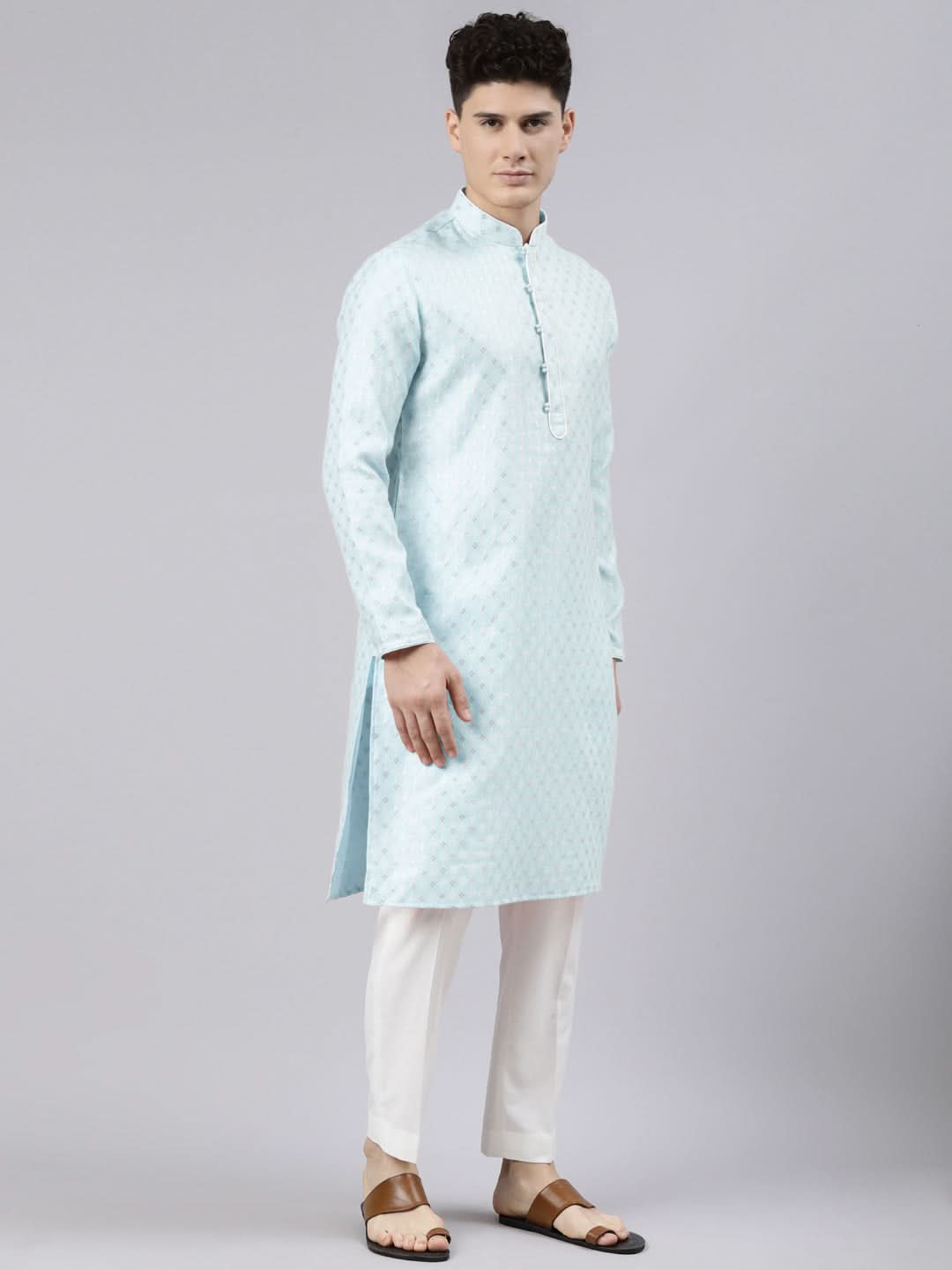 Sky Blue Chanderi Kurta Set