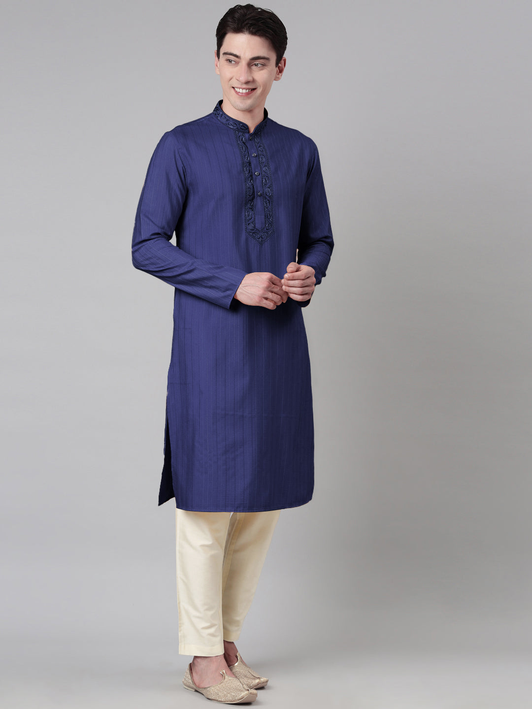 Navy Embroidered Kurta Set