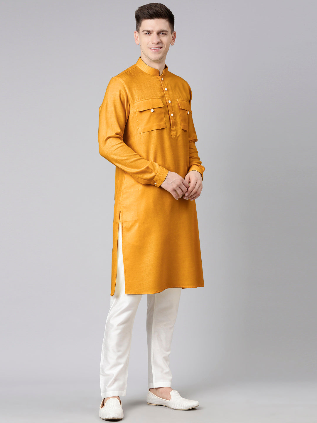 Mustard Pathani Kurta Set