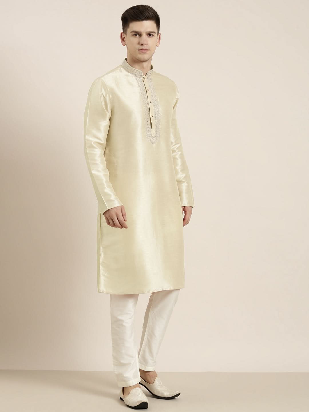 Light beige Embroidered Kurta Set
