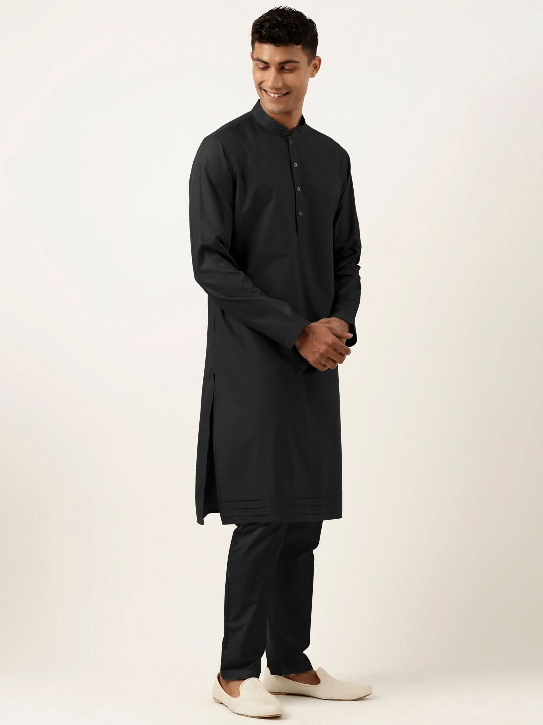 Black Cotton Kurta Set