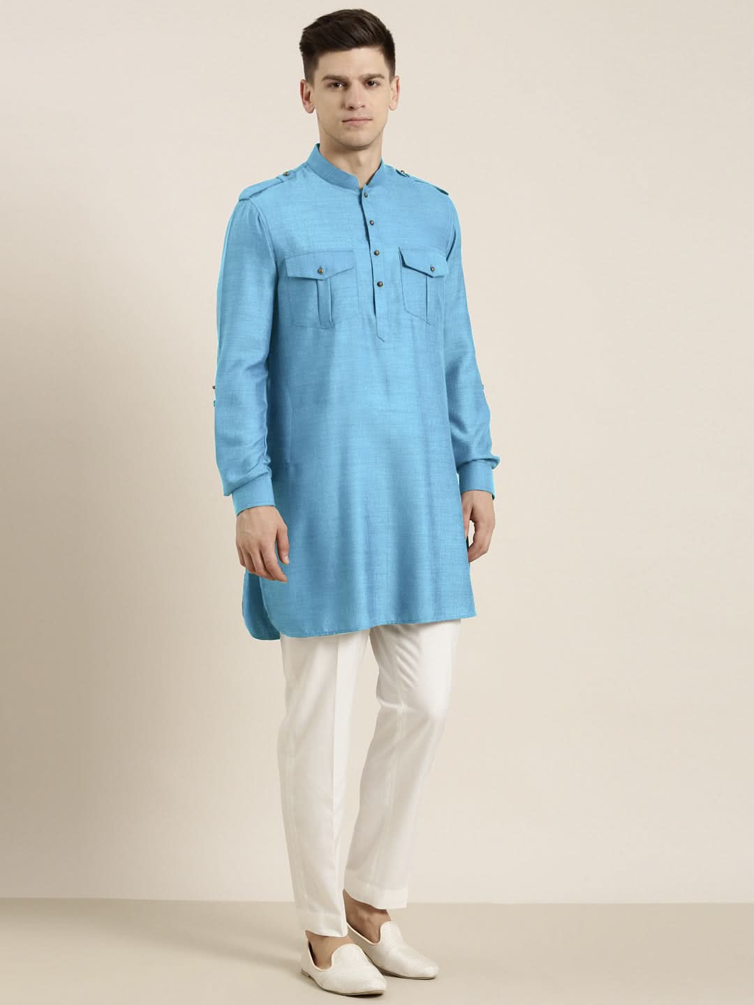 Blue Light cotton Short Pathani