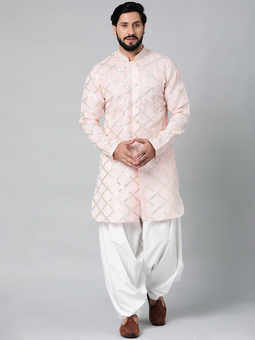 Baby Pink Gota Embroidery Kurta Set