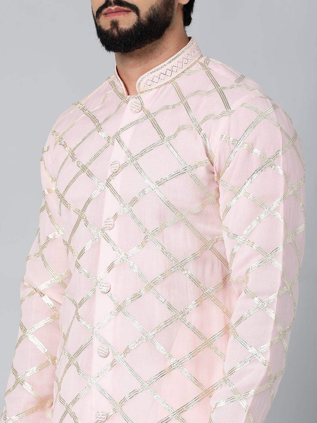 Baby Pink Gota Embroidery Kurta Set