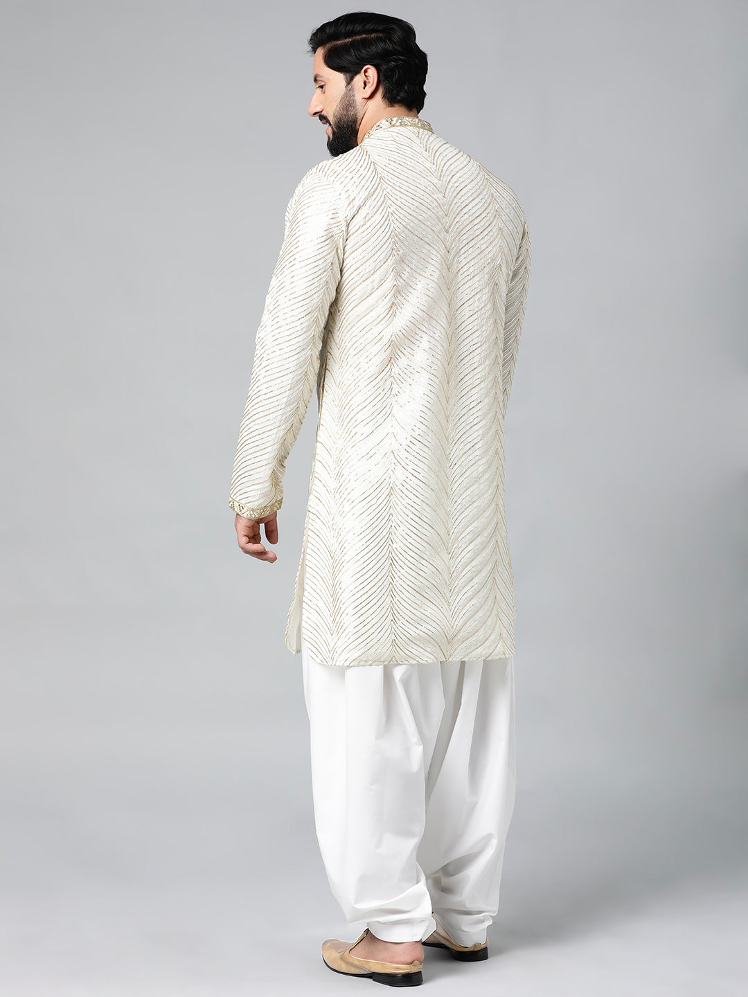 Off White Gota Embroidery Kurta Set