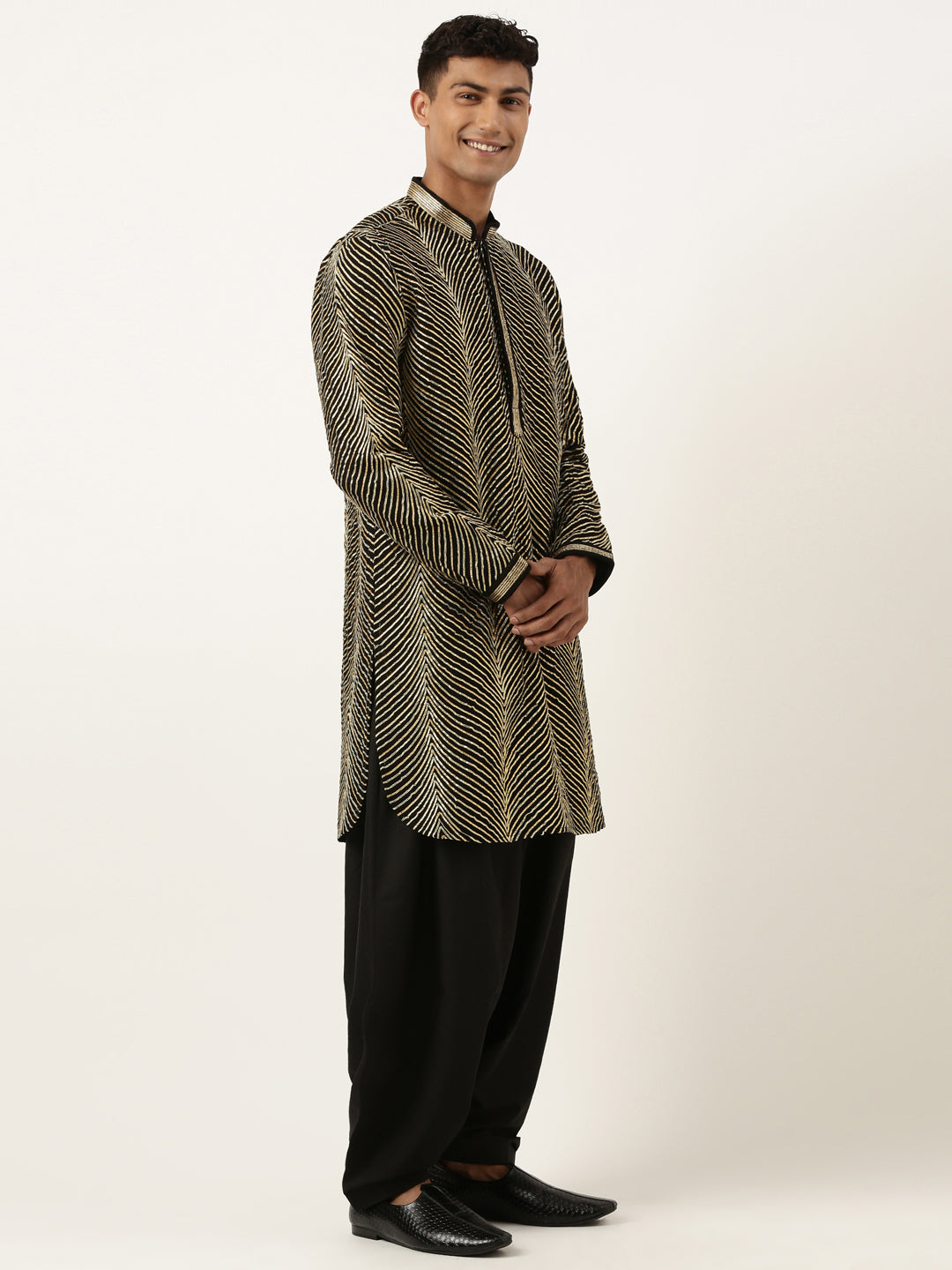 Black Gota Embroidery Kurta Set