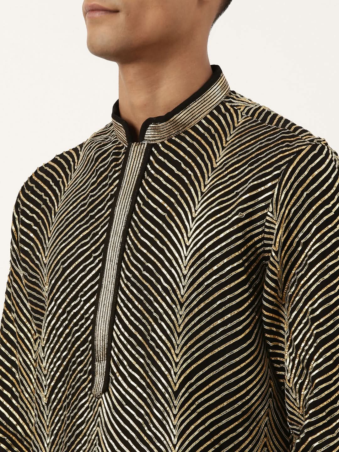 Black Gota Embroidery Kurta Set