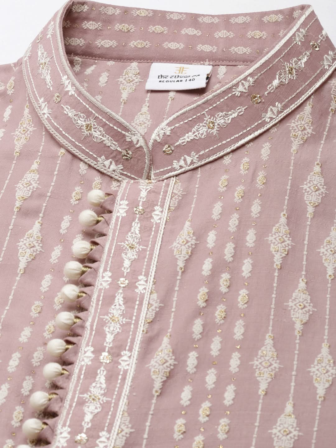 Old Rose Khadi Print Kurta Set