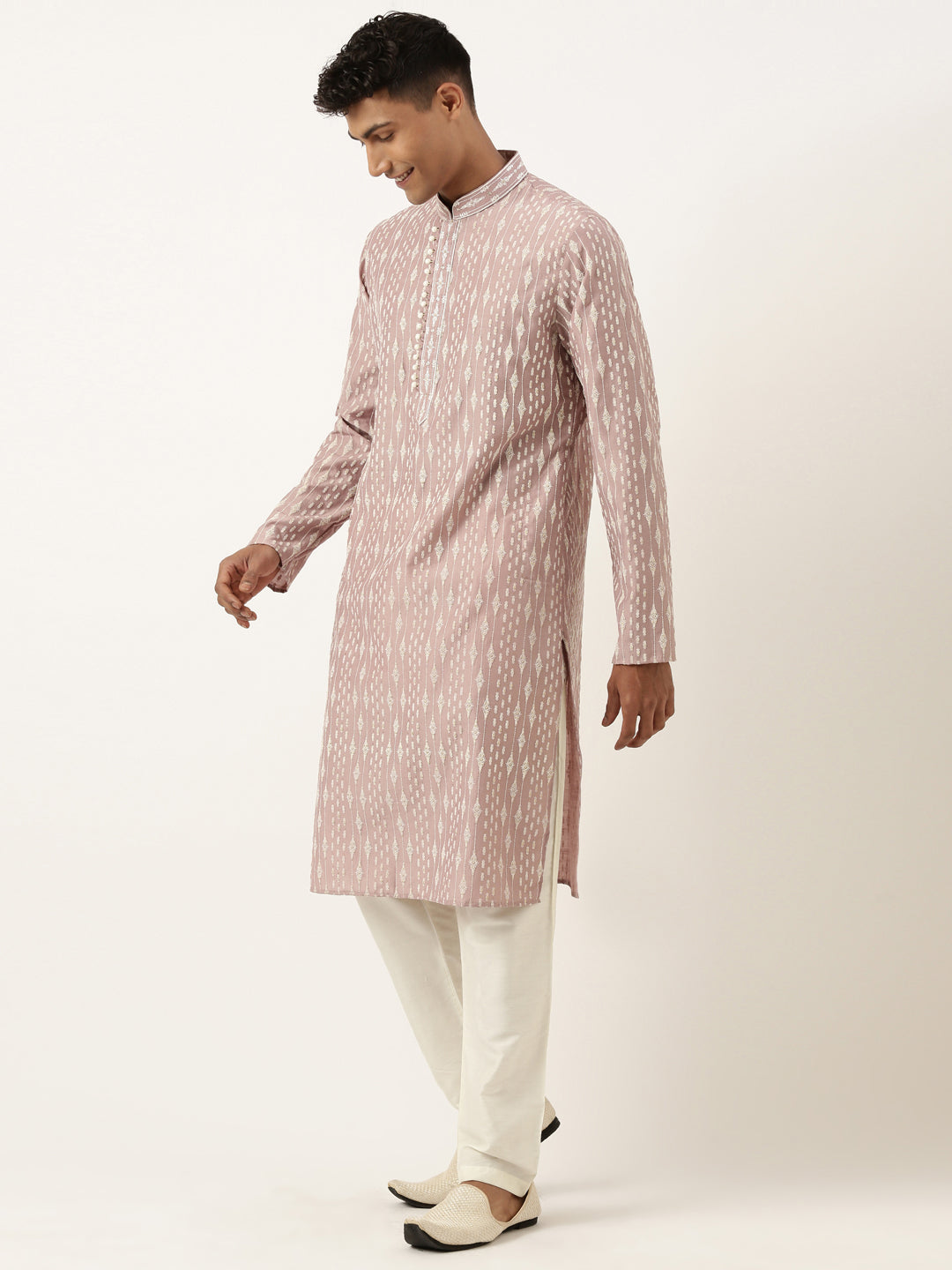 Old Rose Khadi Print Kurta Set
