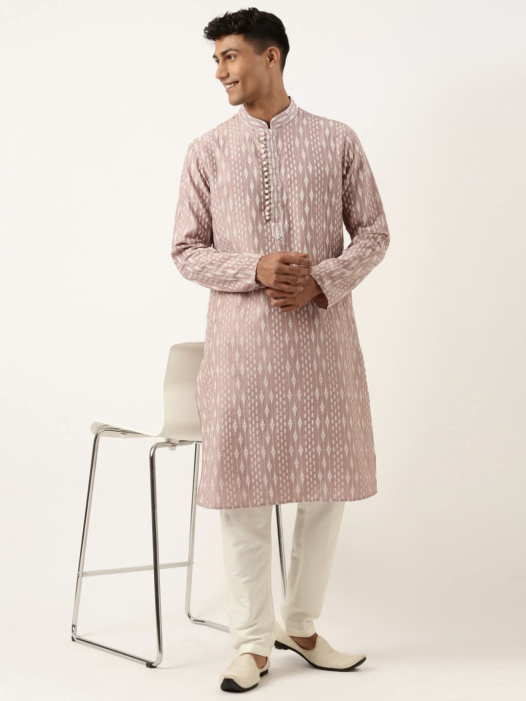 Old Rose Khadi Print Kurta Set