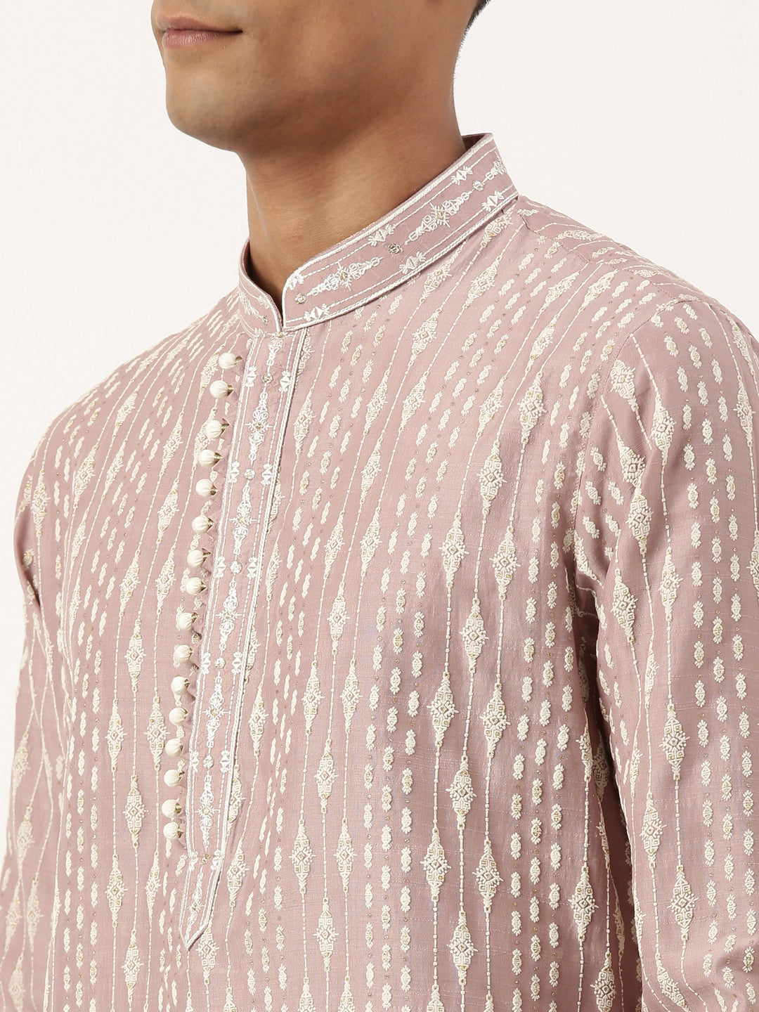 Old Rose Khadi Print Kurta Set