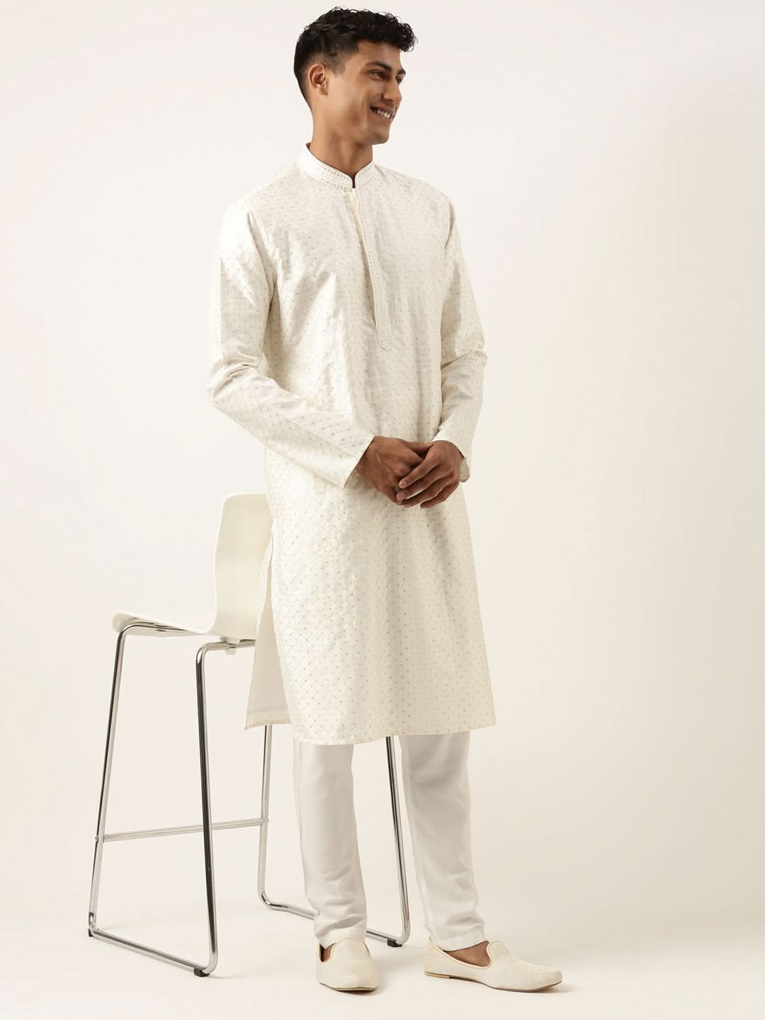White Sequin Kurta Set