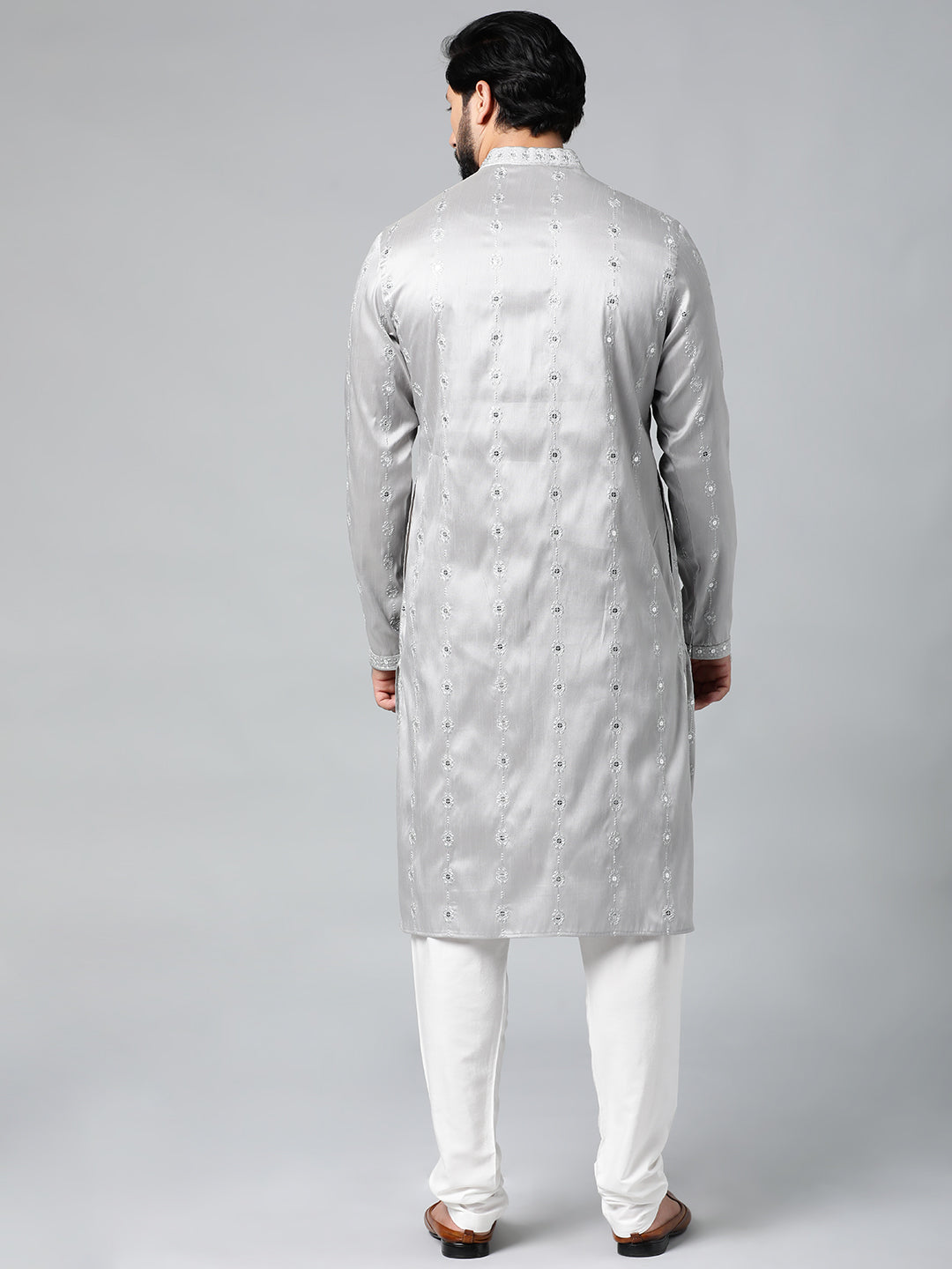 Grey Embroidered Kurta Set