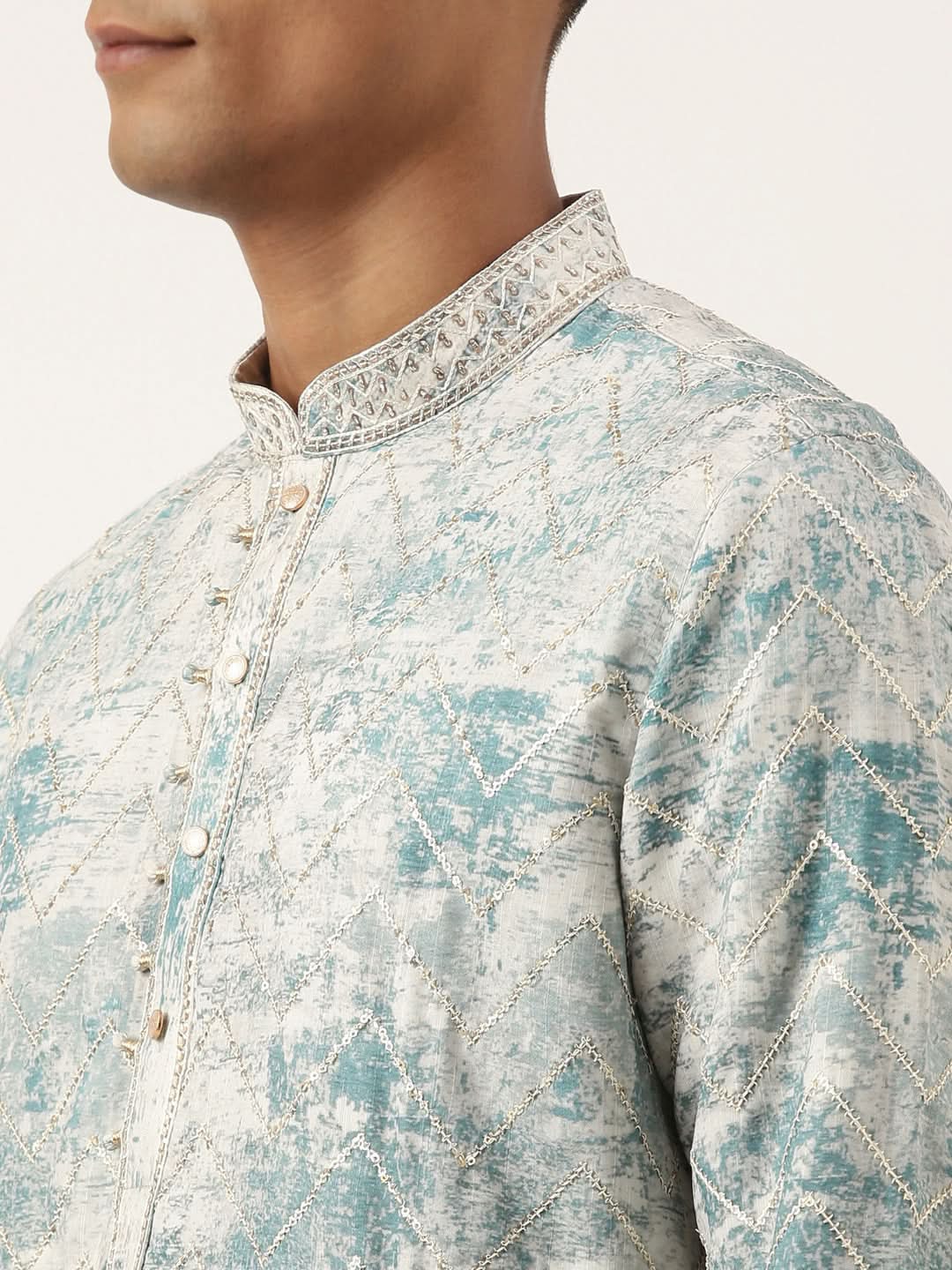Light Blue Sequin Embroidery Kurta Set