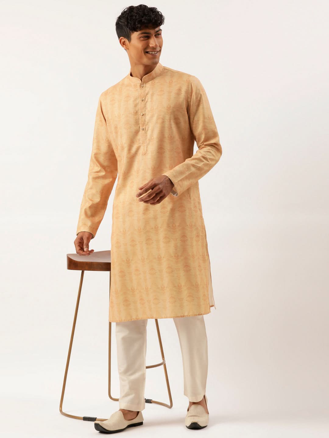 Dark Peach Printed Kurta Set