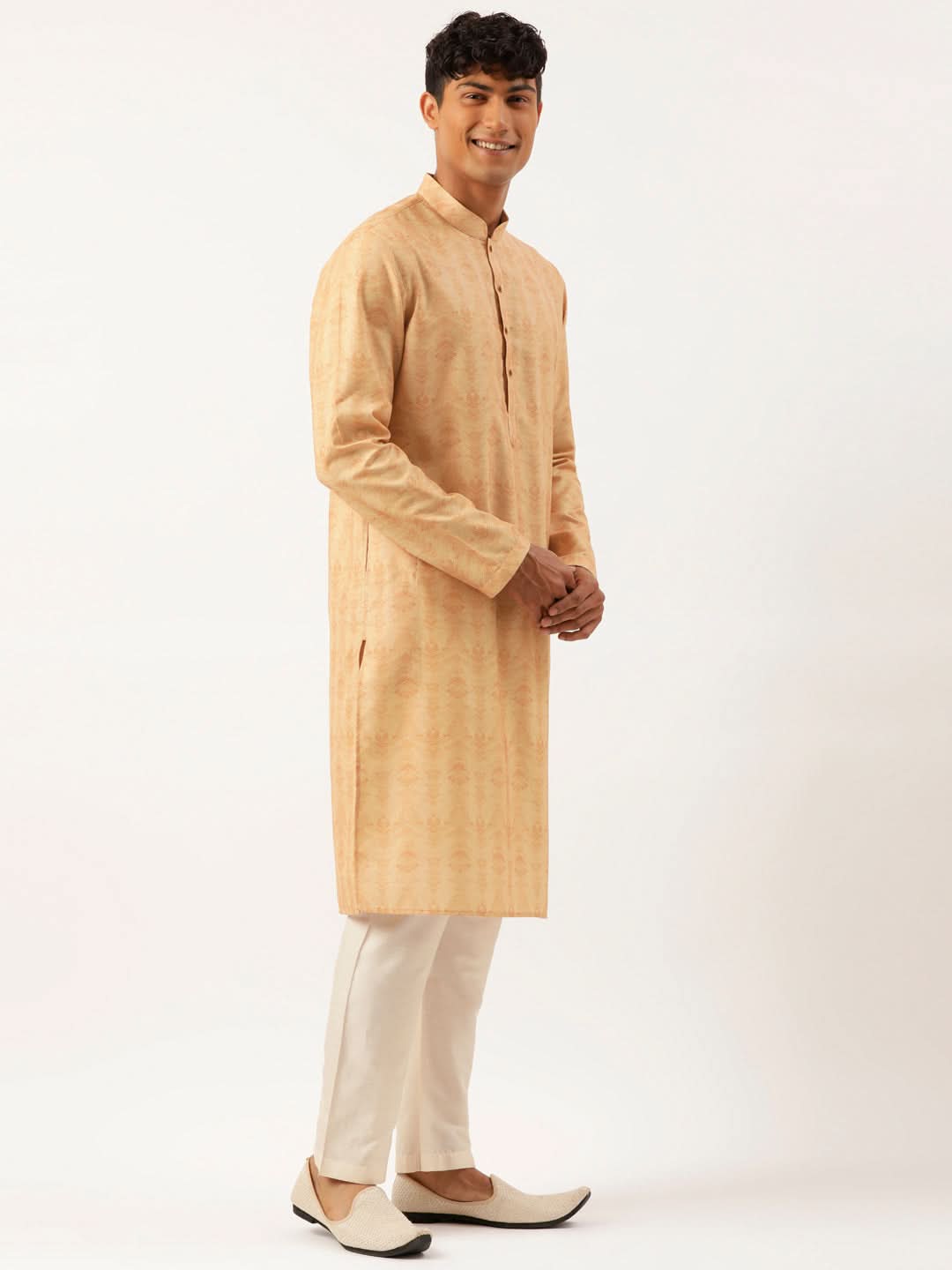 Dark Peach Printed Kurta Set