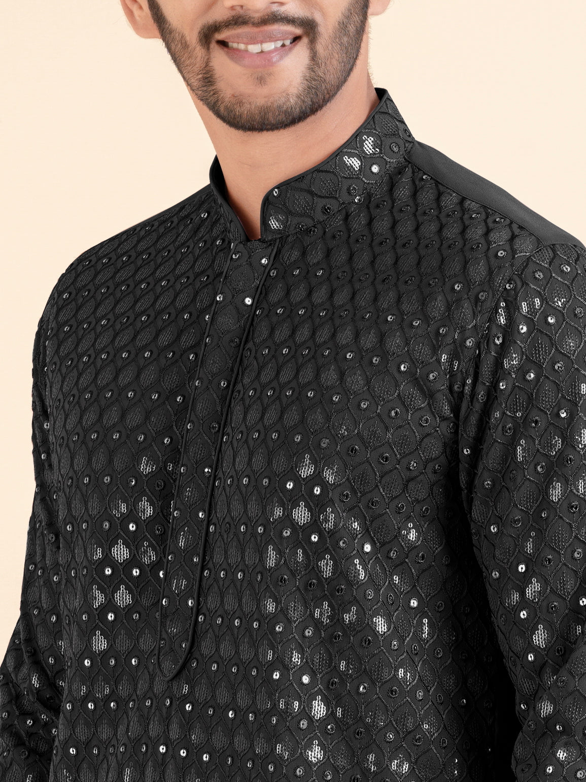 Black Embroidered Kurta Set