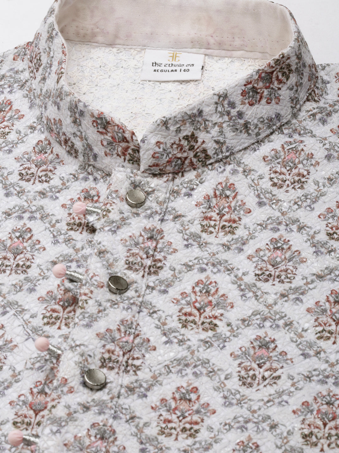 White Chikankari Printed Kurta Set