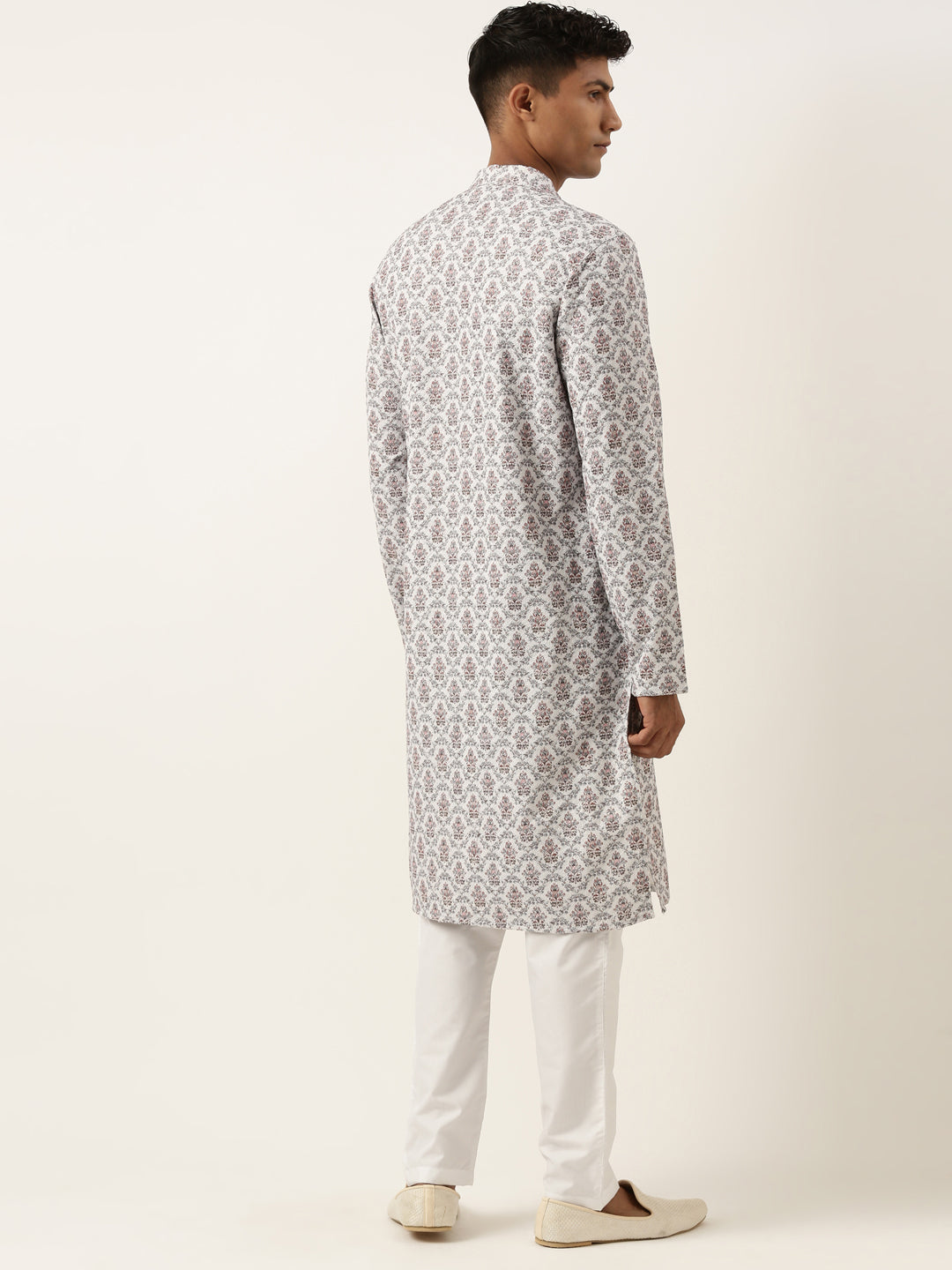 White Chikankari Printed Kurta Set