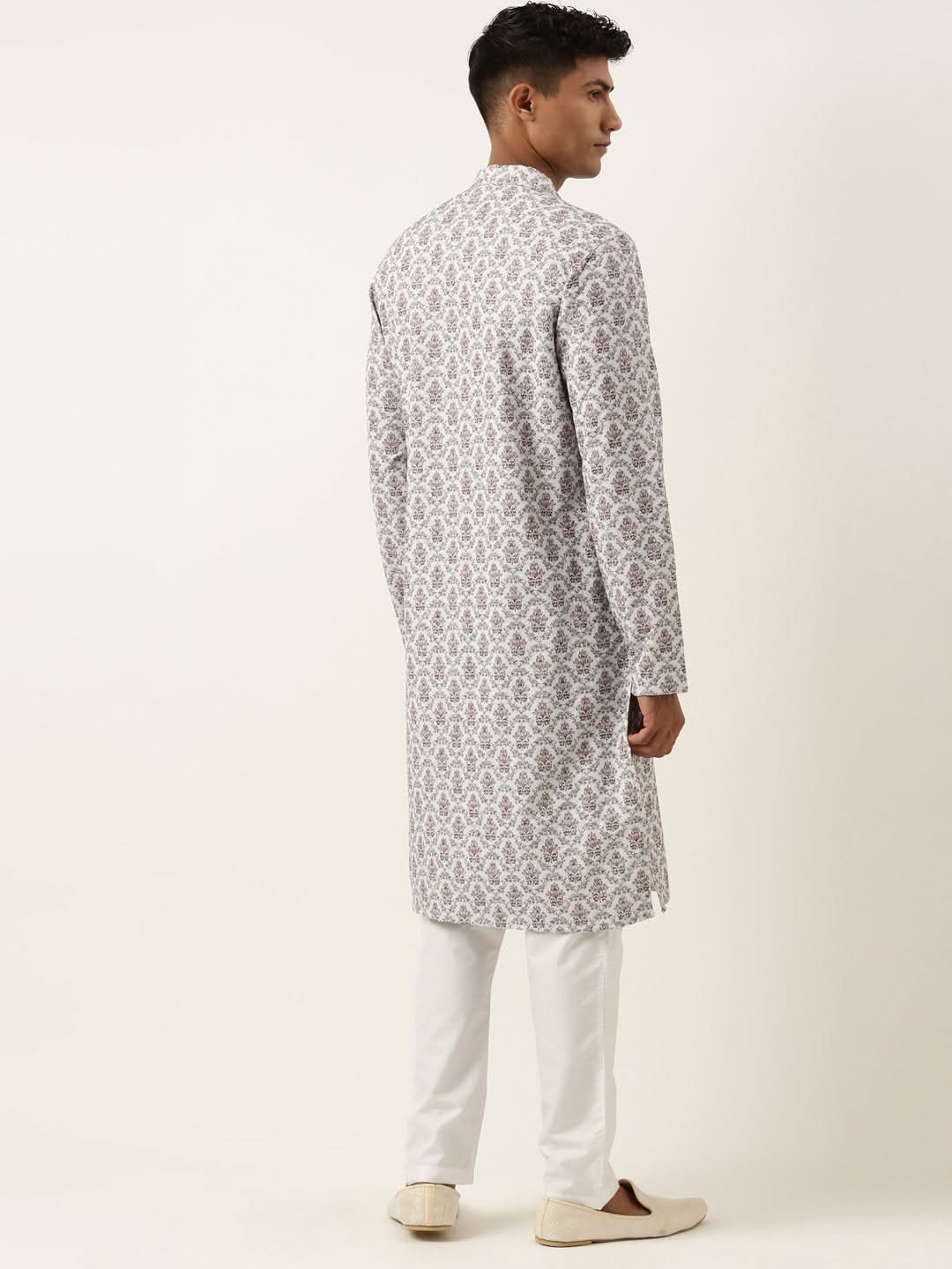White Chikankari Printed Kurta Set