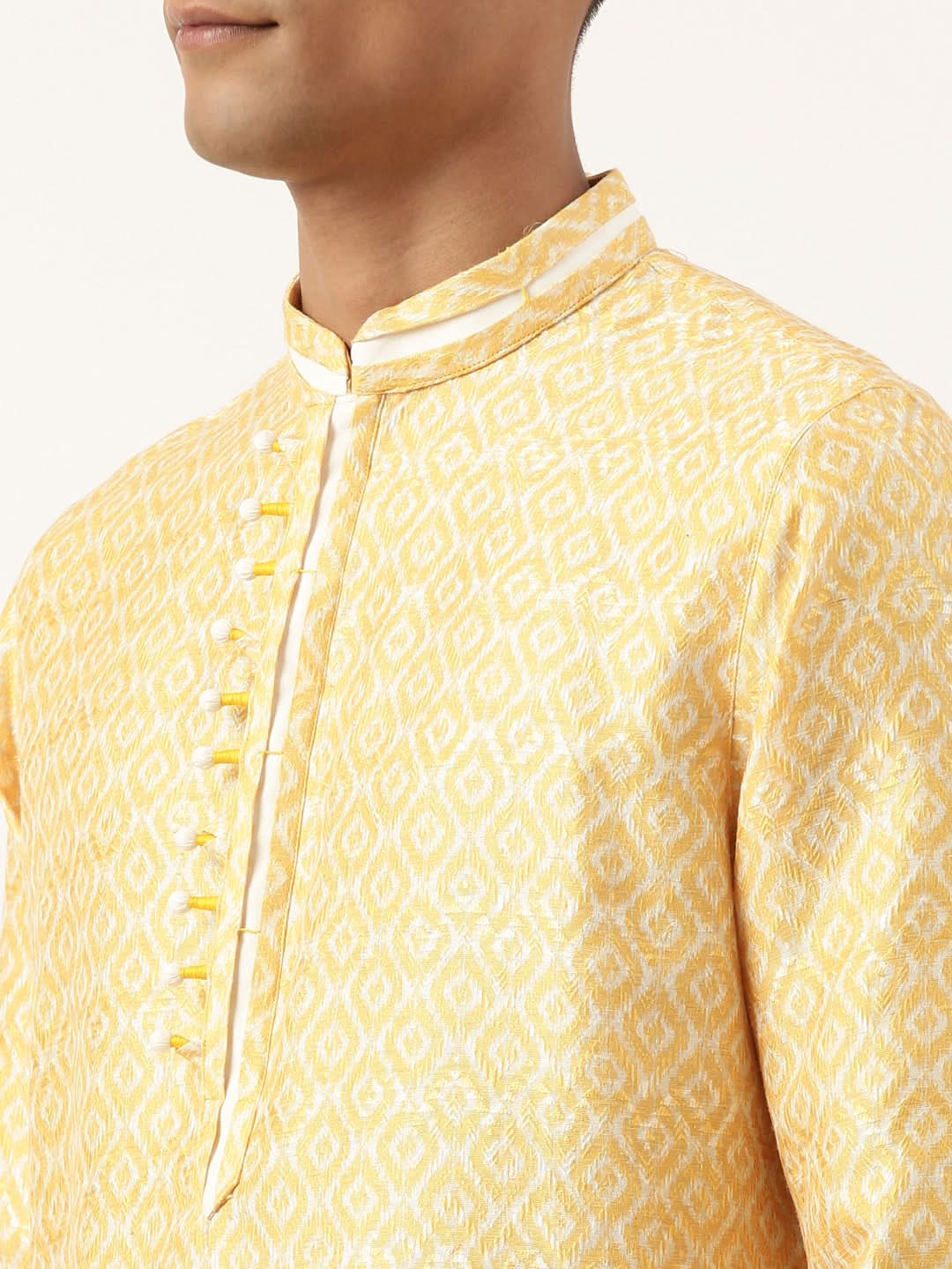 Yellow Ikat Printed Kurta Set