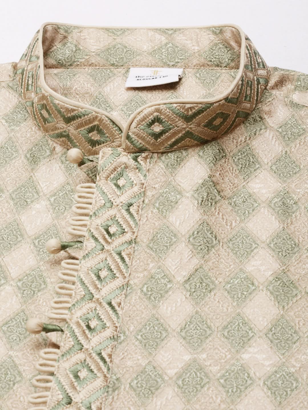 Green Beige Printed Kurta Set