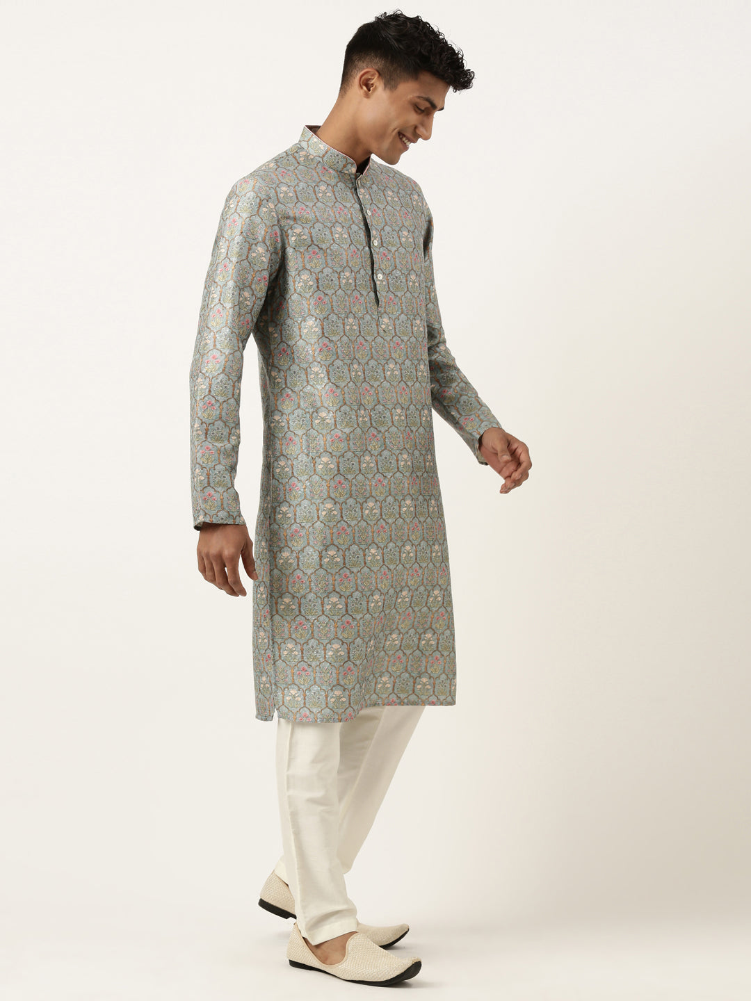 Teal Printed Kurta Set