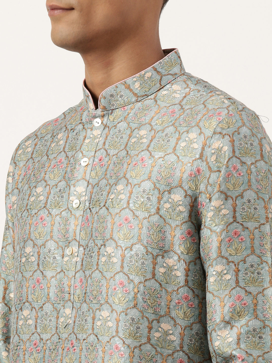 Teal Printed Kurta Set