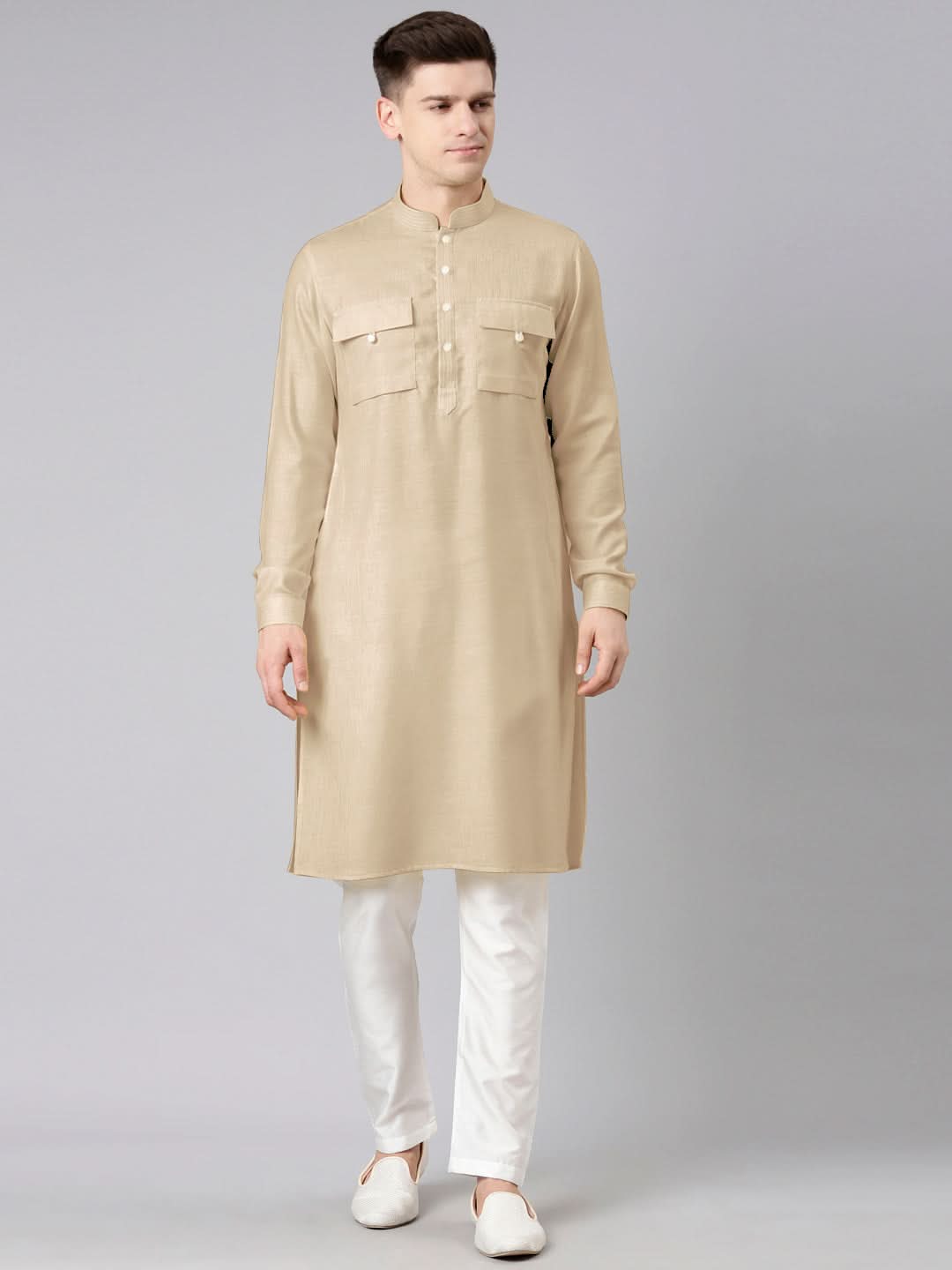 Beige Pathani Kurta Set