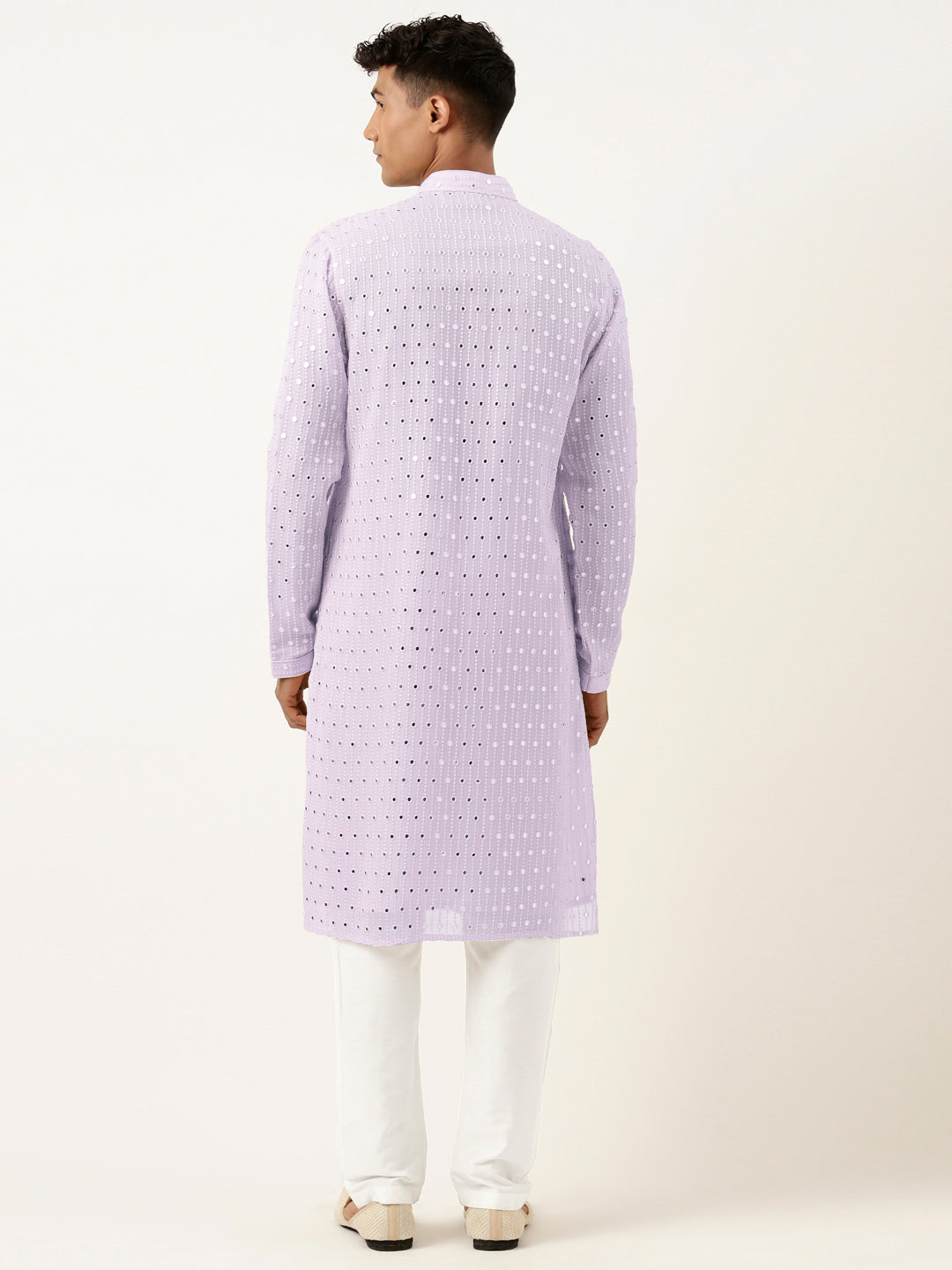 Lavender Mirror Embroidered Georgette Kurta Set