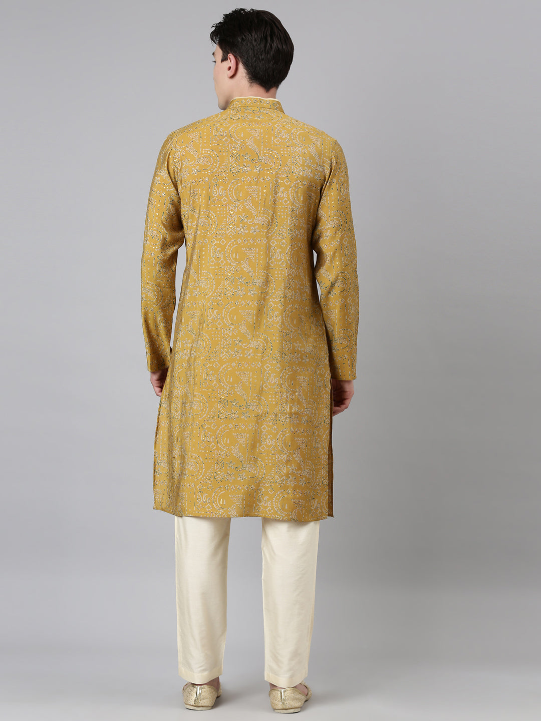 Mustard Batik Print Kurta Set