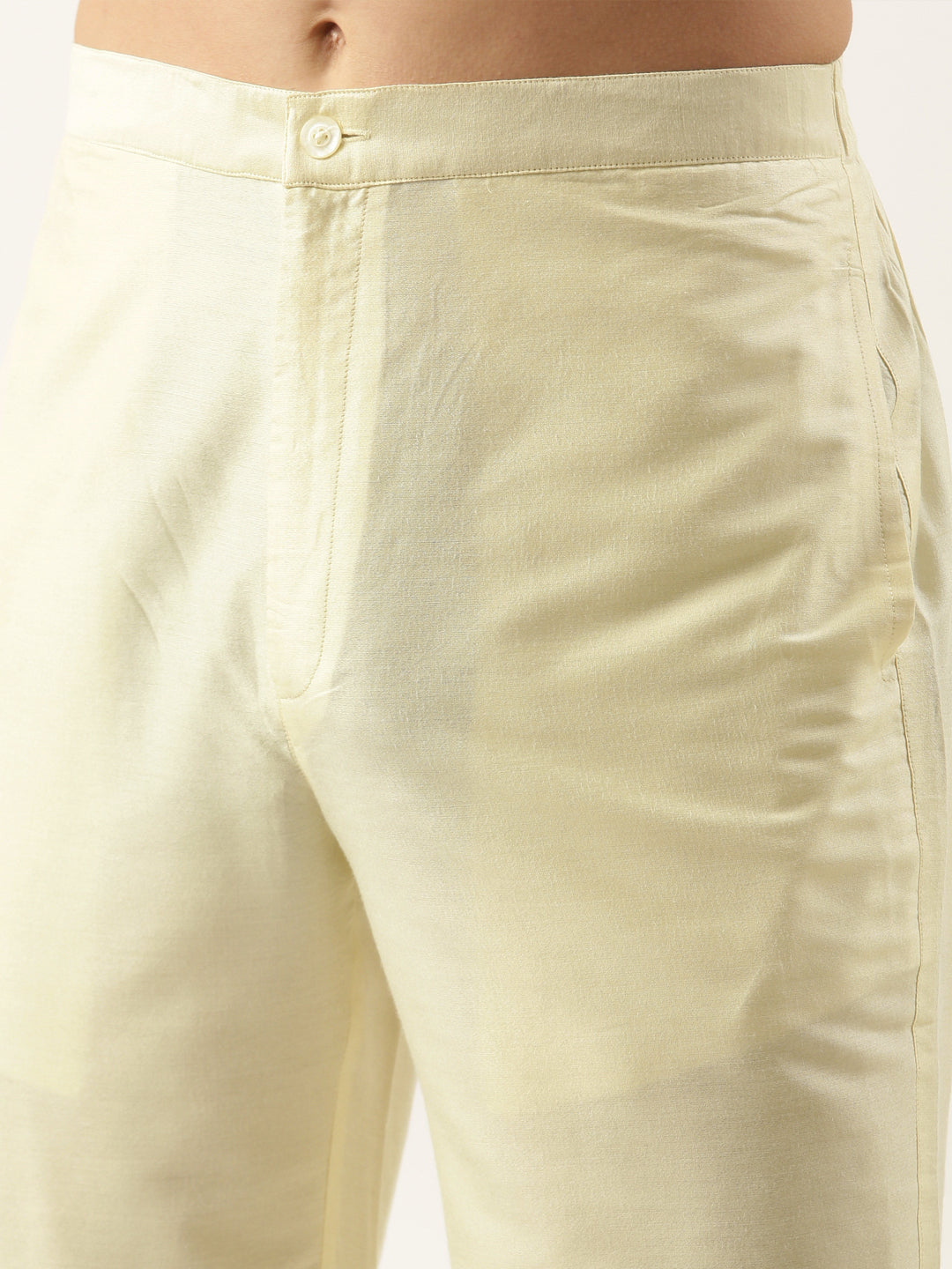 Beige Cotton Silk Pant Pajama