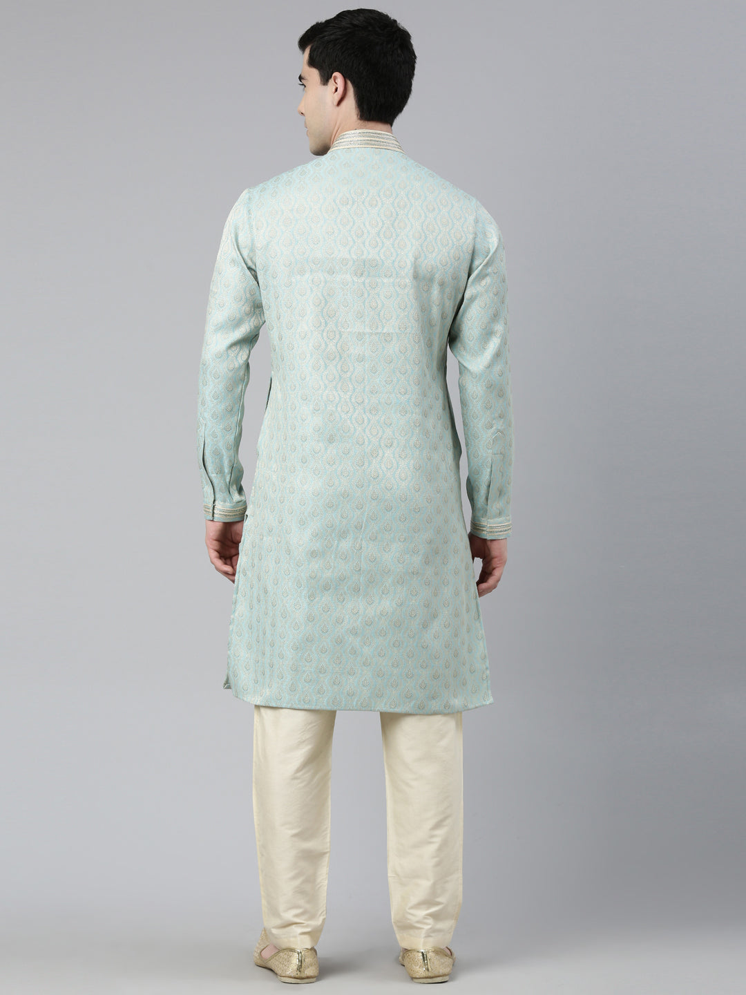 Sky Blue Brocade Silk Kurta Set