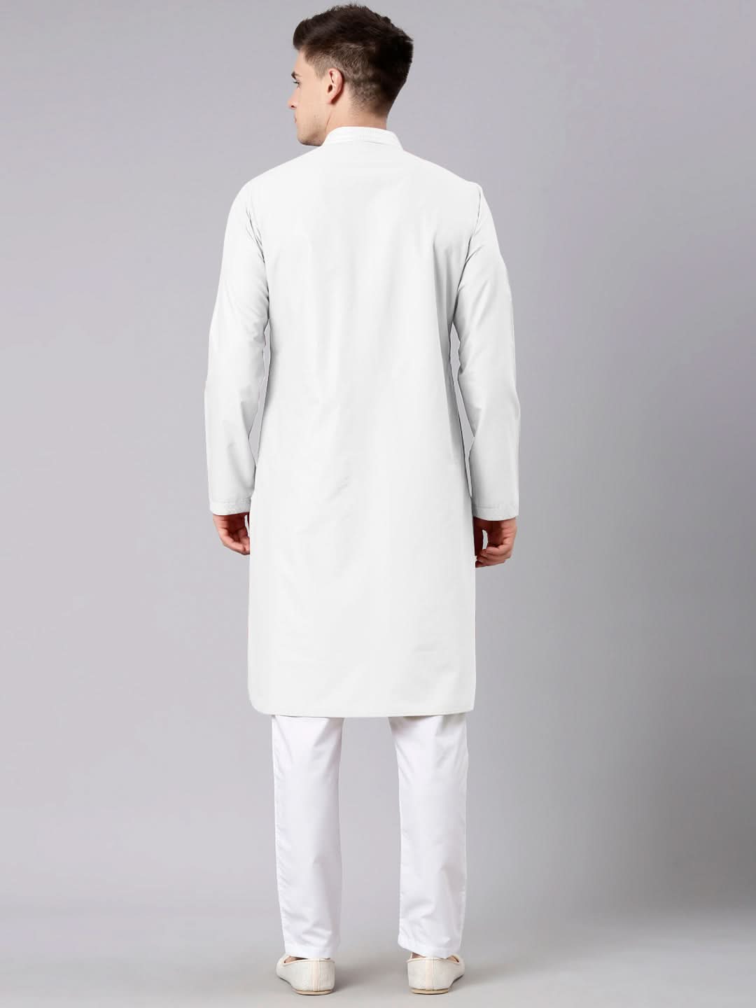 White Pleated Cotton Kurta Set
