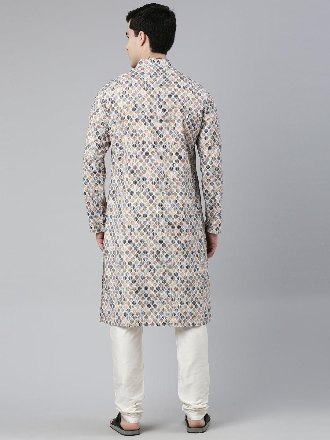 Beige Leaf Printed Kurta Set