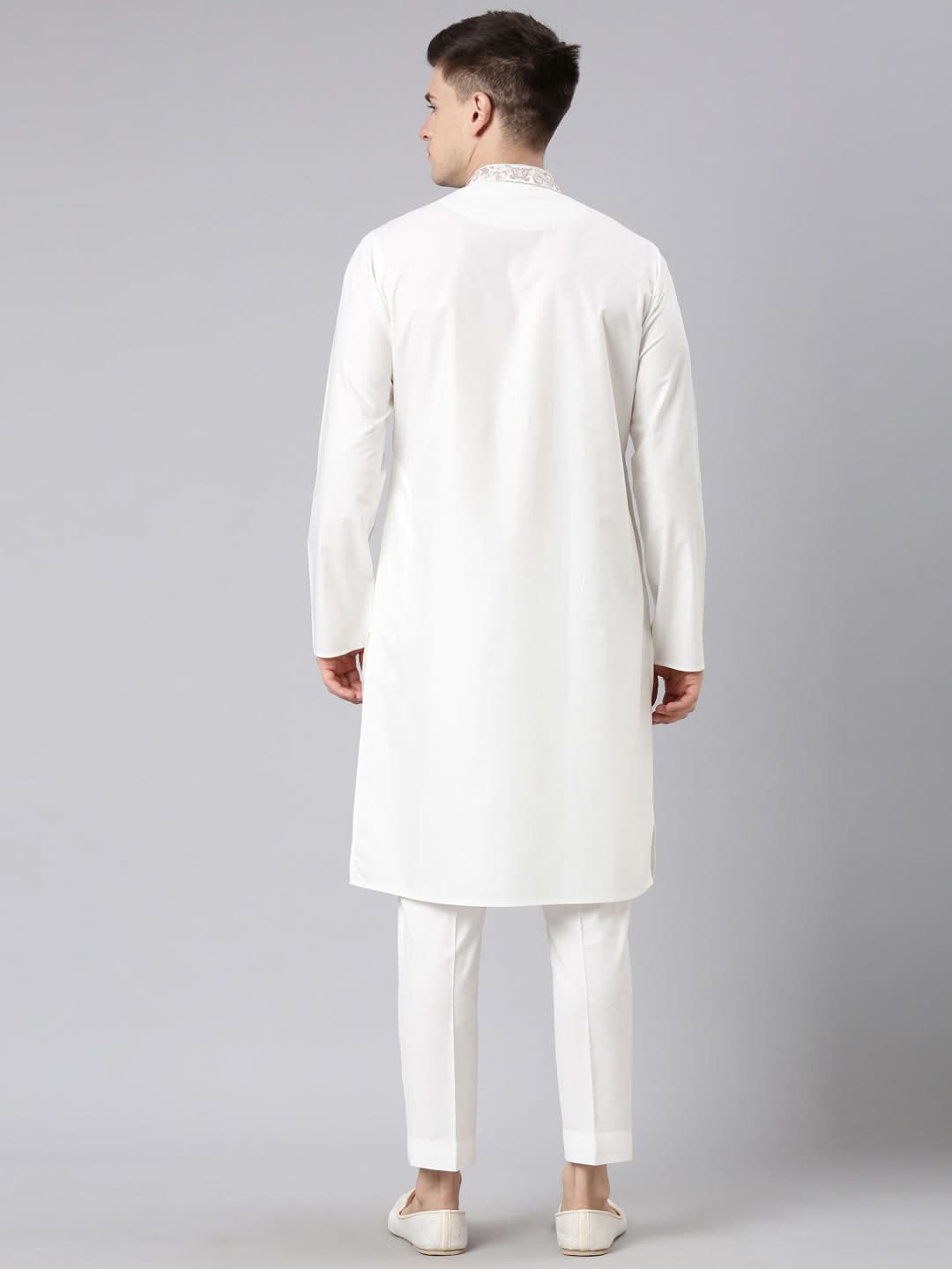 Off White Embroidered Kurta Set