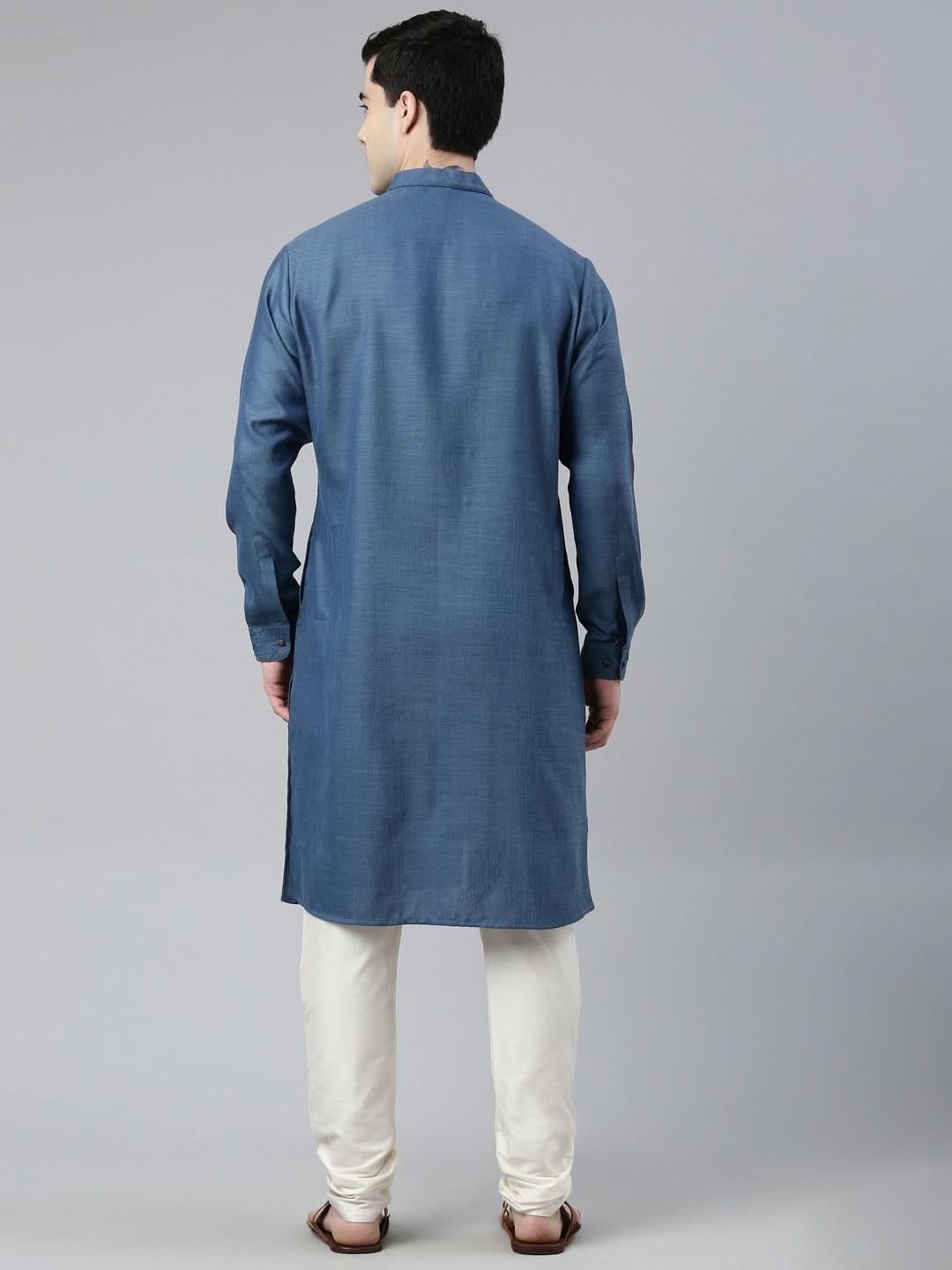 Denim Blue Angrakha Kurta Set