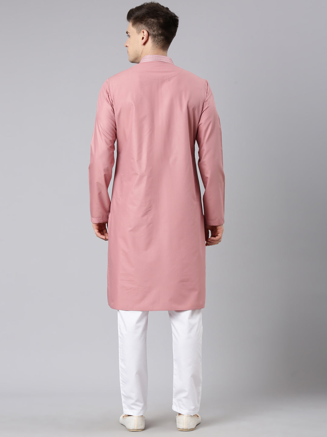 Rose Pink Pleated Cotton Kurta Set