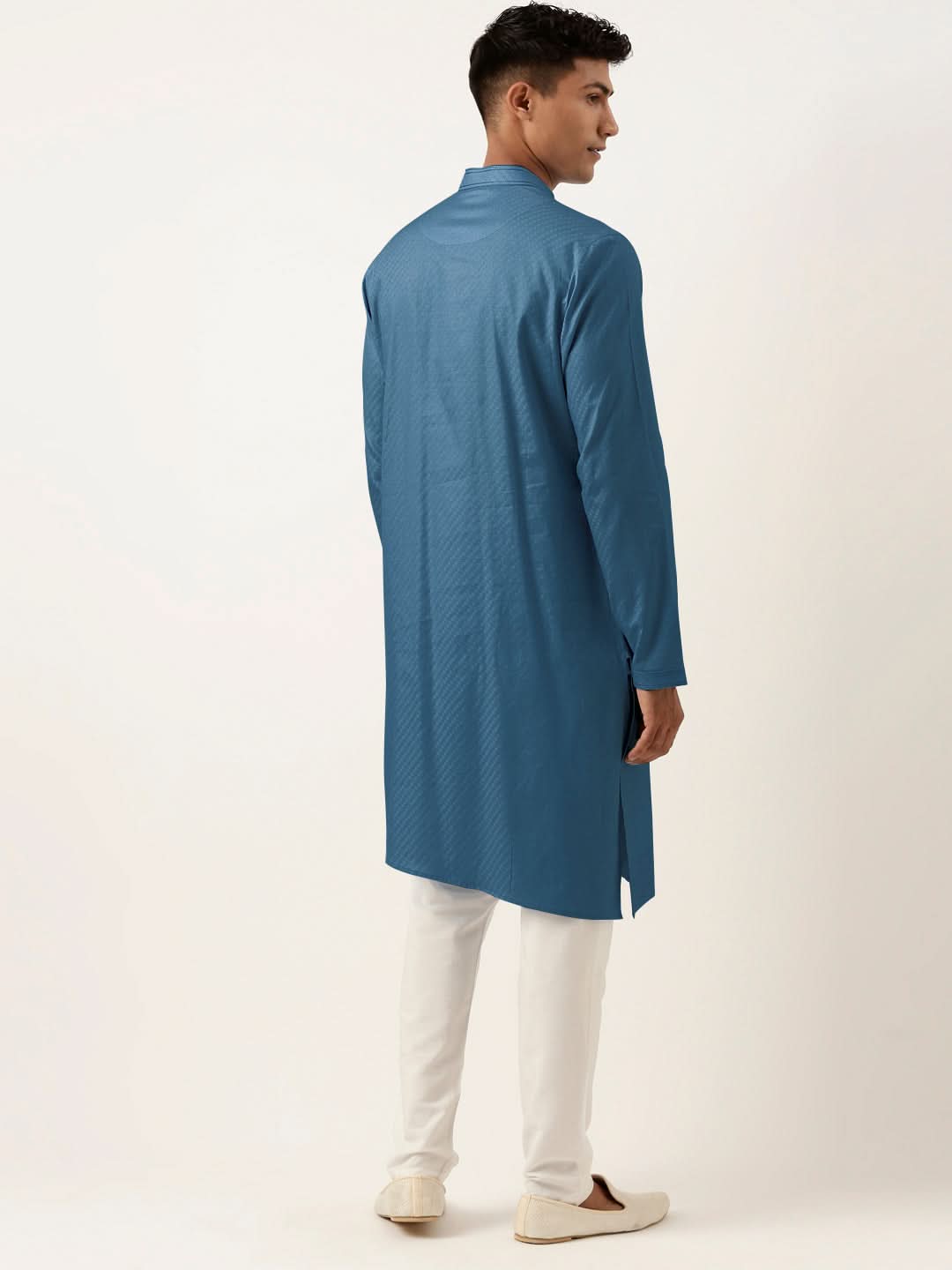 Cobalt Blue Asymmetrical Cotton Kurta Set