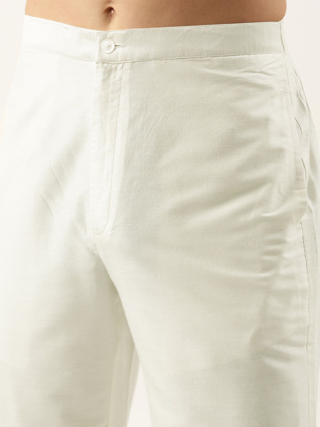 Off White Cotton Silk Pant Pajama